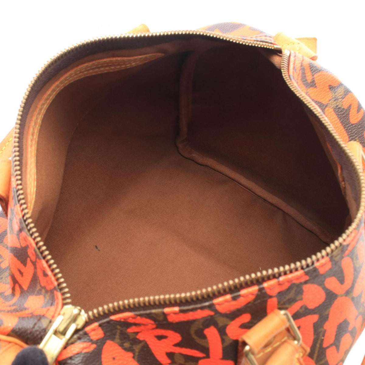 Louis Vuitton Brown Orange Coated Canvas Leather Handbag (Pre-Owned)