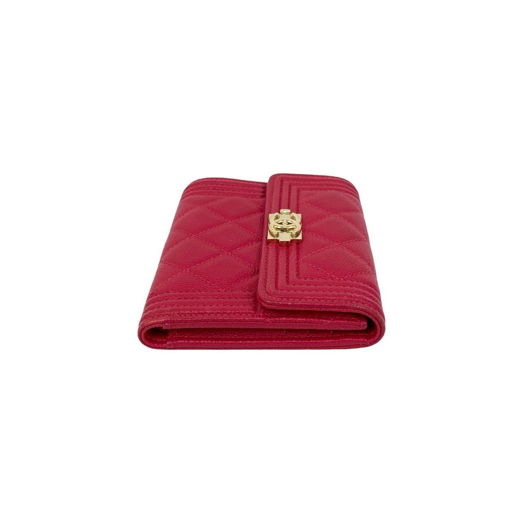 Chanel Pink Grained Calfskin Wallet (Tri-Fold) (Pre-Owned)