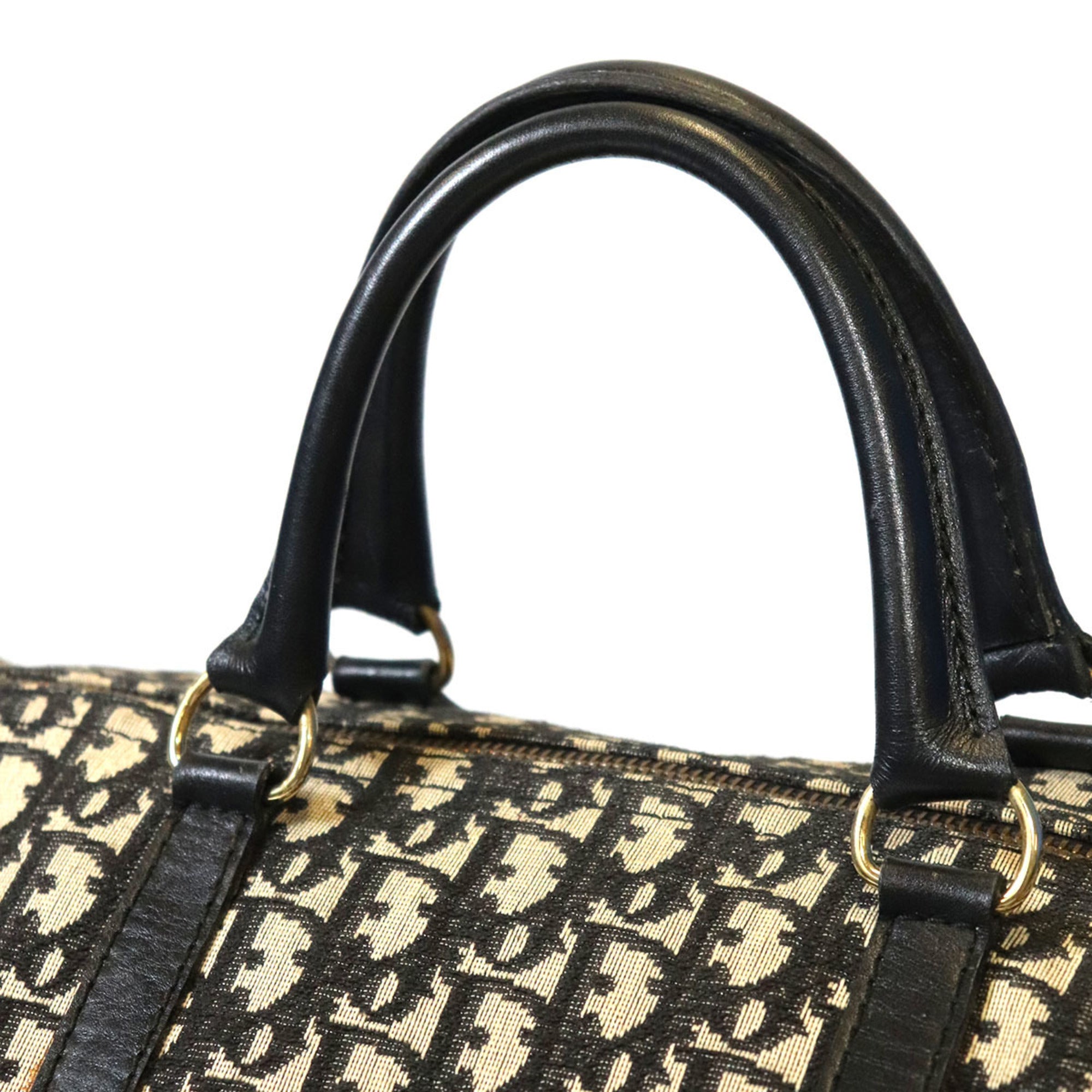 Christian Dior Navy Canvas Leather Boston Bag (Pre-Owned)
