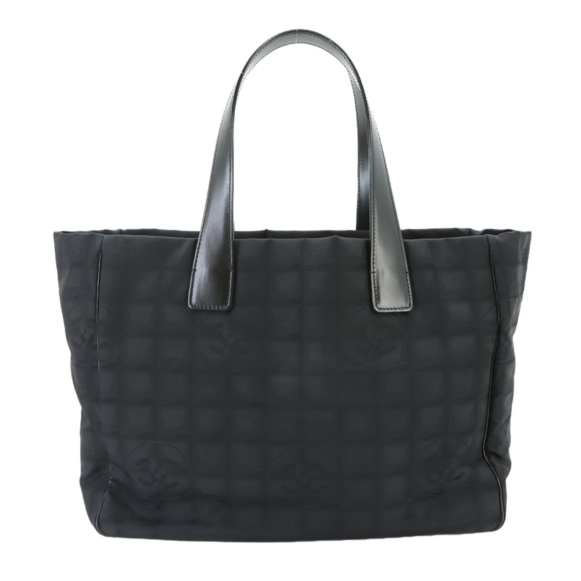 Chanel New Travel Line Black Nylon Jacquard Leather Handbag Tote Bag Weekend Bag (Pre-Owned)