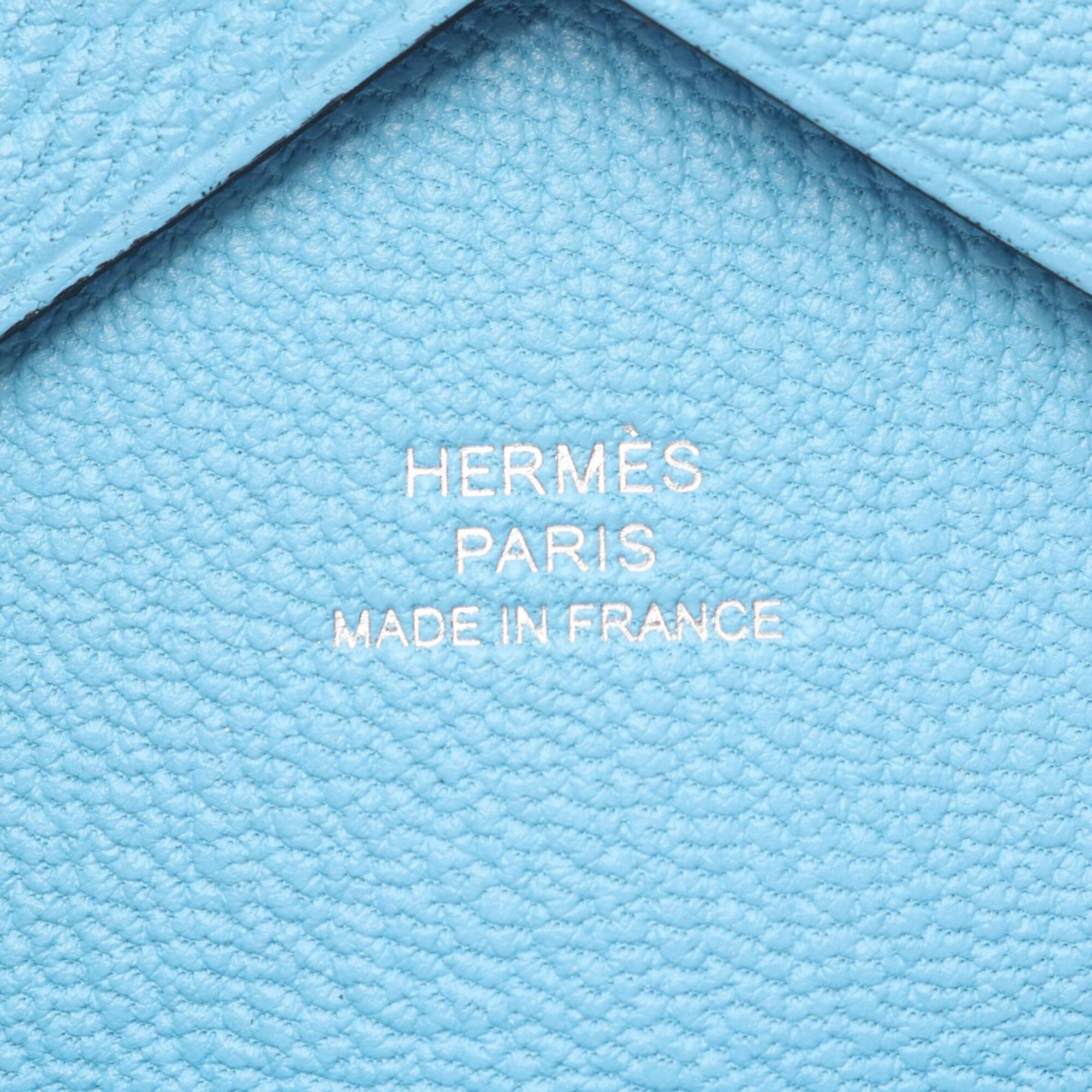 Hermes Blue Chevre Leather Coin Purse/Coin Case (Pre-Owned)