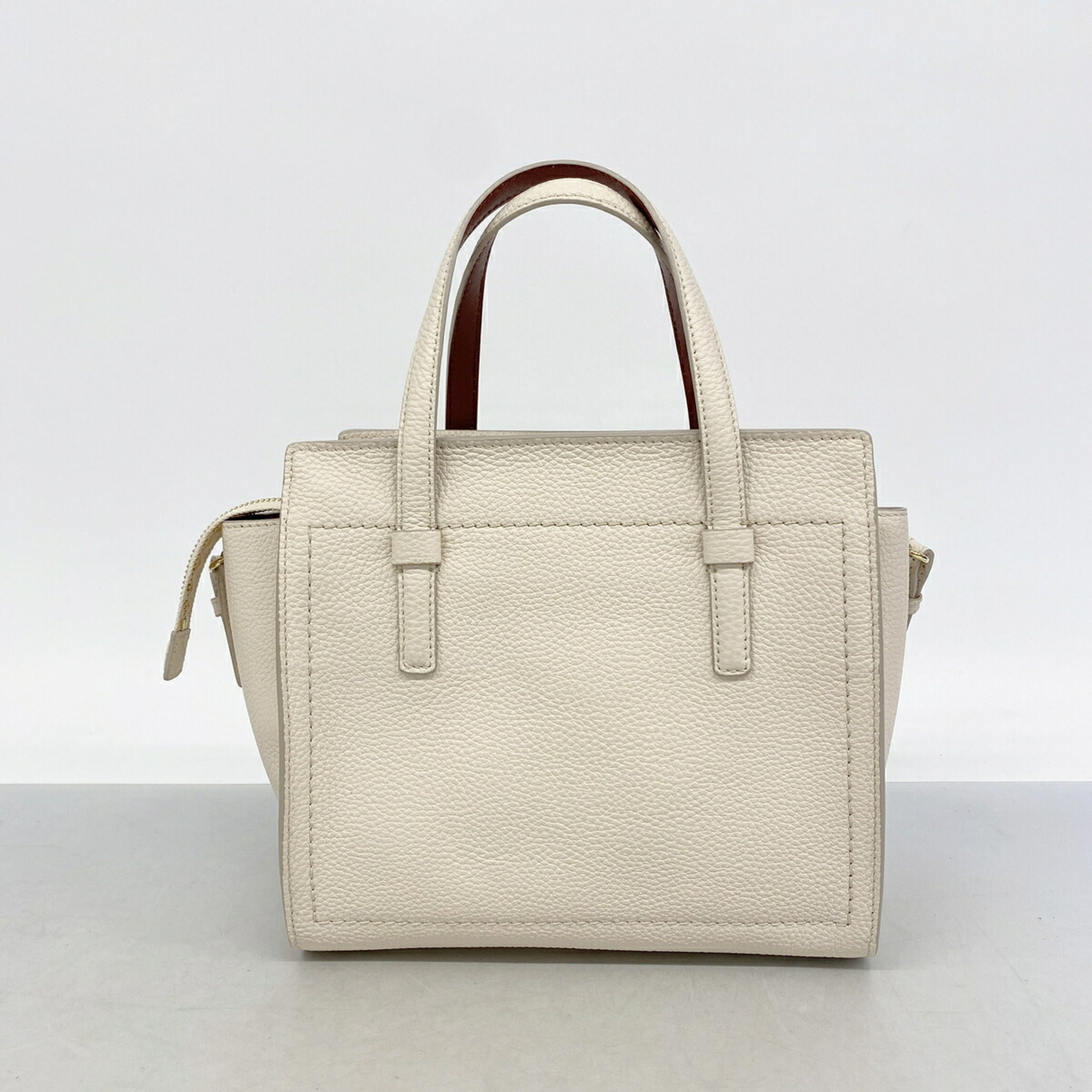 Salvatore Ferragamo Brown Ivory Leather Handbag (Pre-Owned)