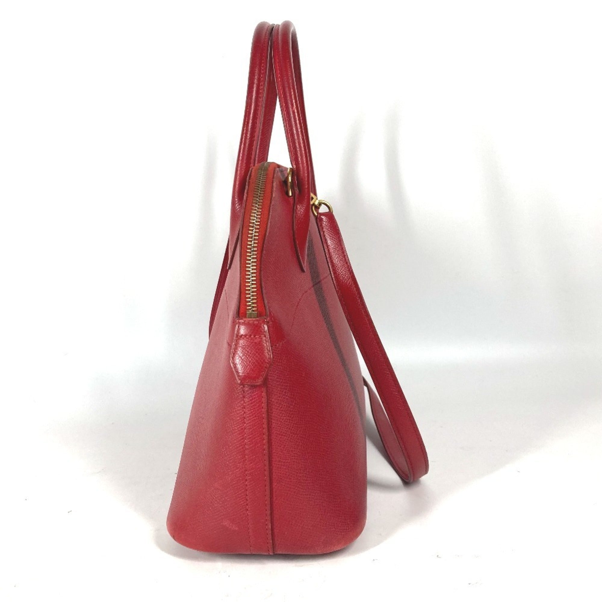 Hermes Red Color Courchevel Leather Handbag Shoulder Bag Tote Bag (Pre-Owned)