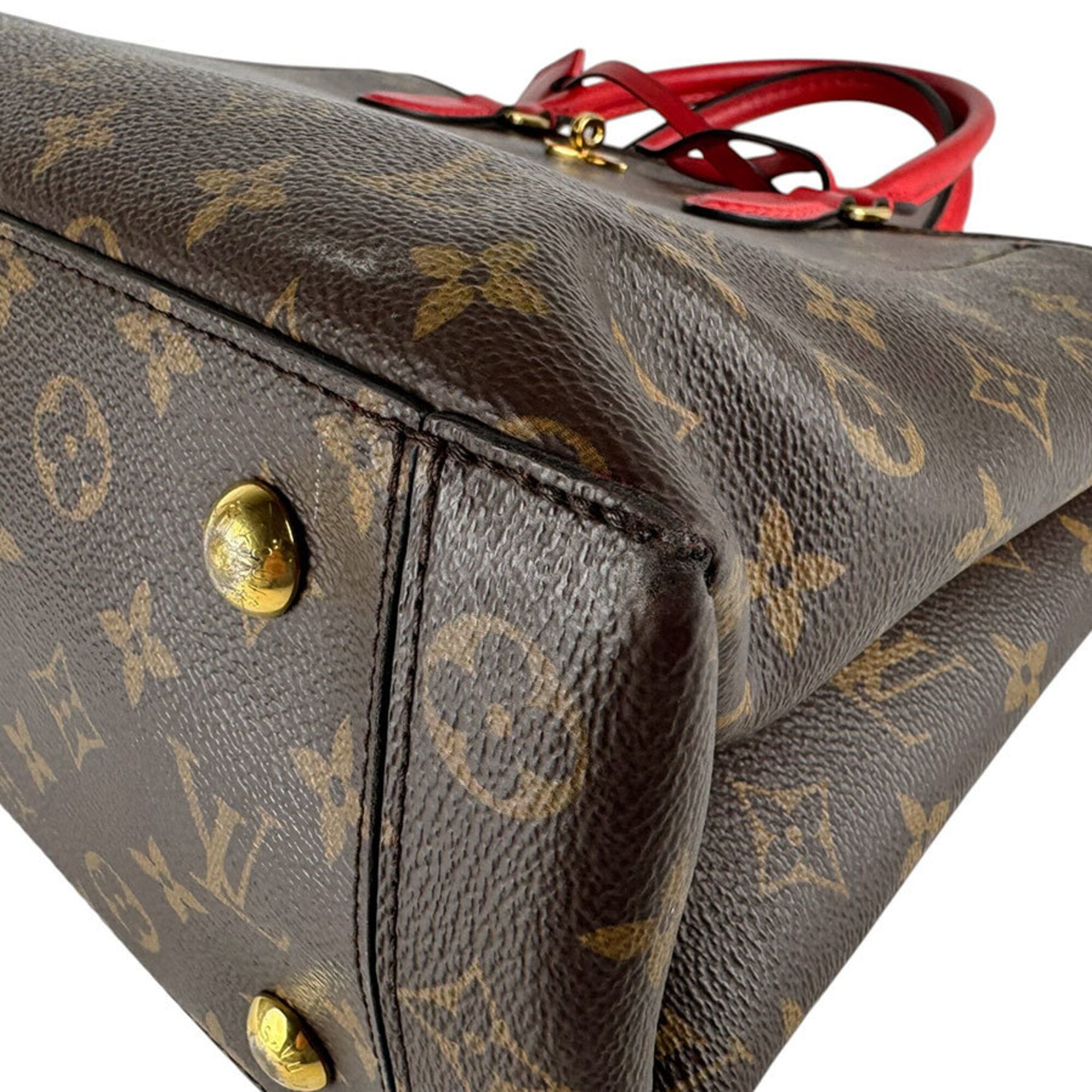 Louis Vuitton Brown Monogram Red Color Monogram Handbag Shoulder Bag (Pre-Owned)