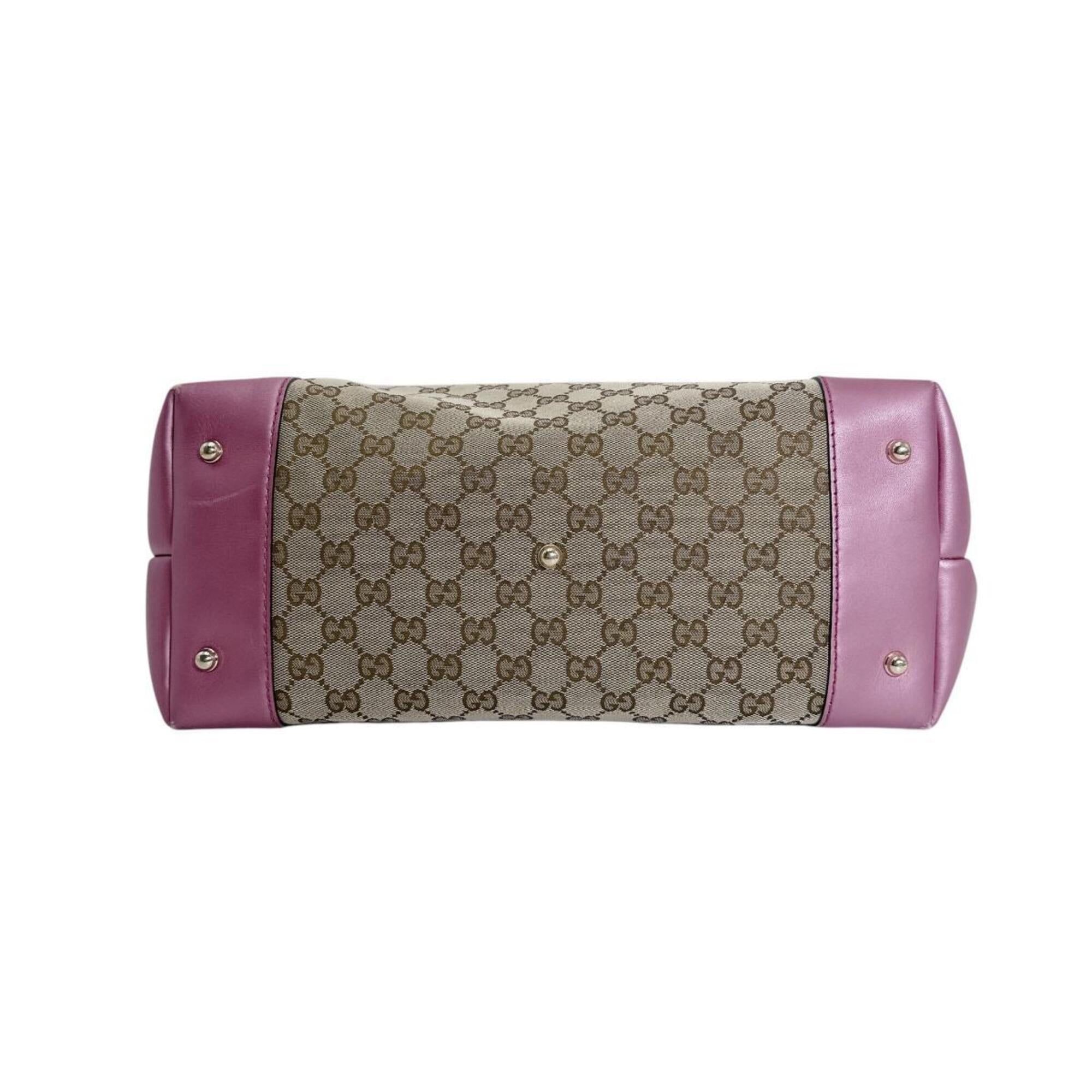 Gucci Brown Pink Gg Canvas Tote Bag (Pre-Owned)