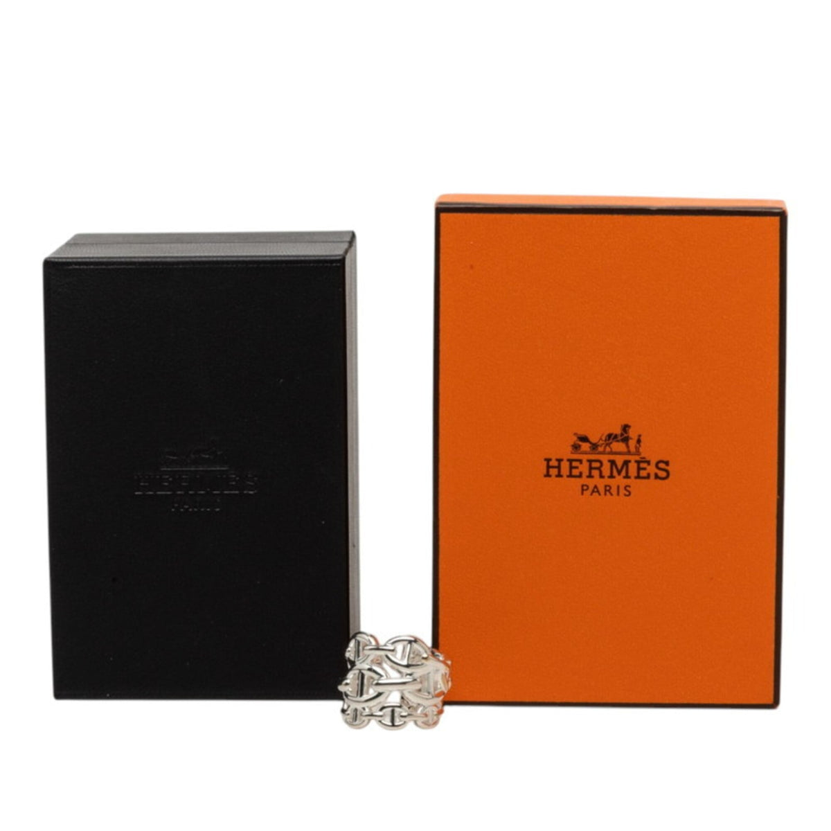 Hermes Silver Silver 925 Band Ring (Pre-Owned)