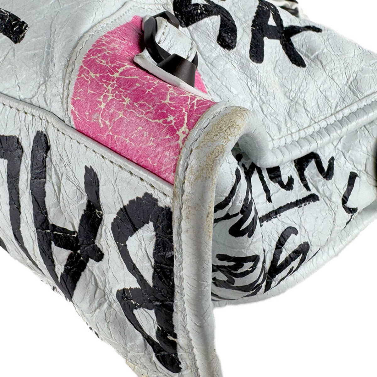Balenciaga Black Pink White Leather Handbag (Pre-Owned)
