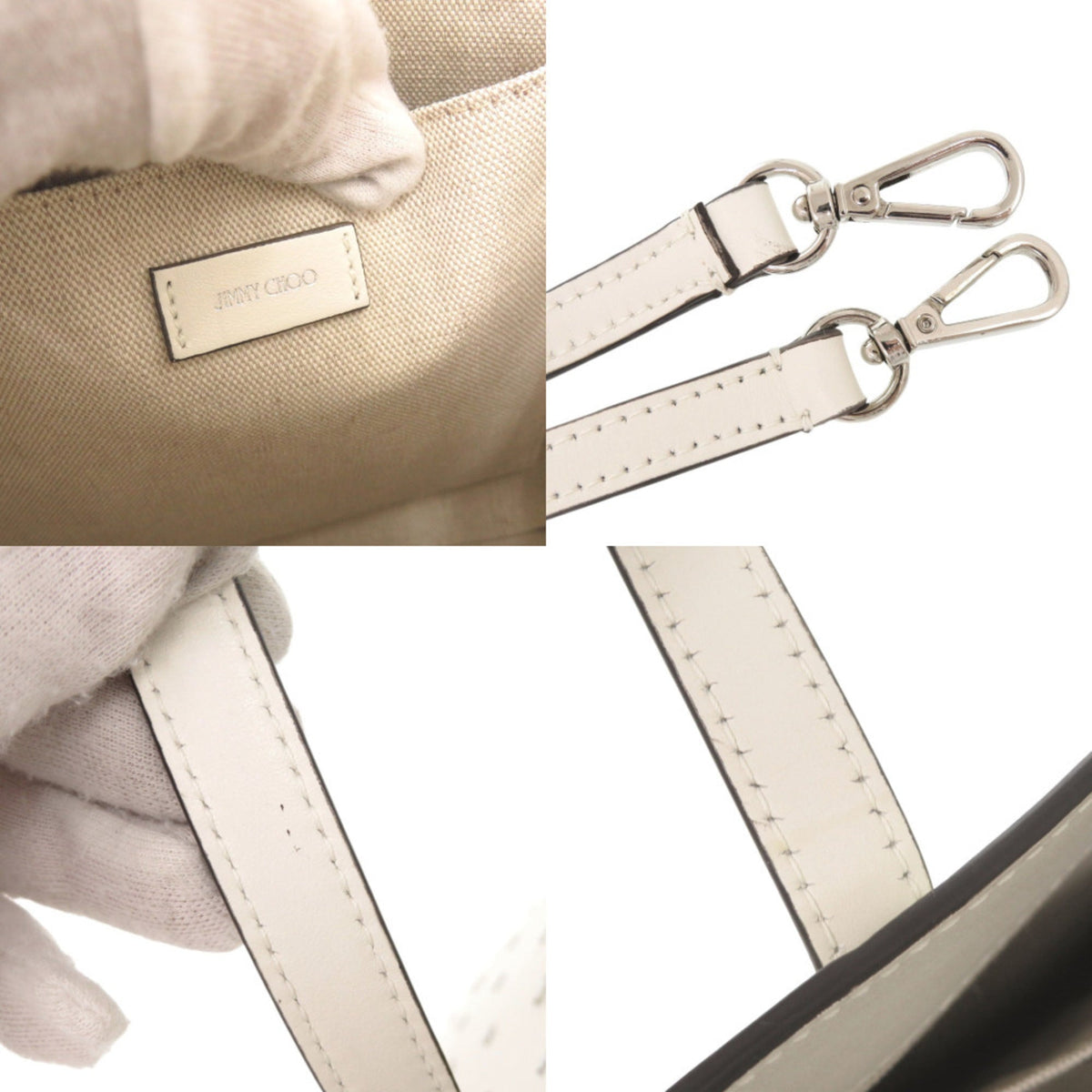 Jimmy Choo White Leather Handbag Shoulder Bag Tote Bag (Pre-Owned)