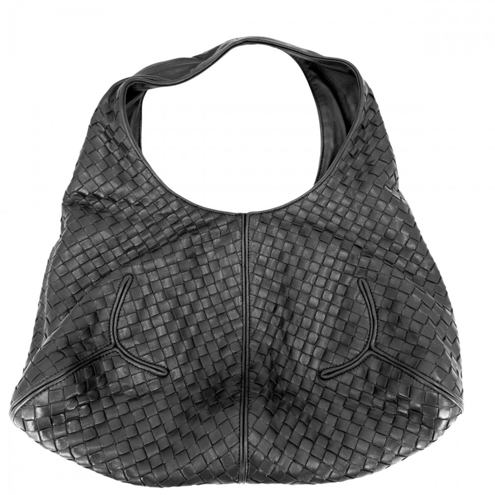 Bottega Veneta Intrecciato Black Leather Handbag (Pre-Owned)