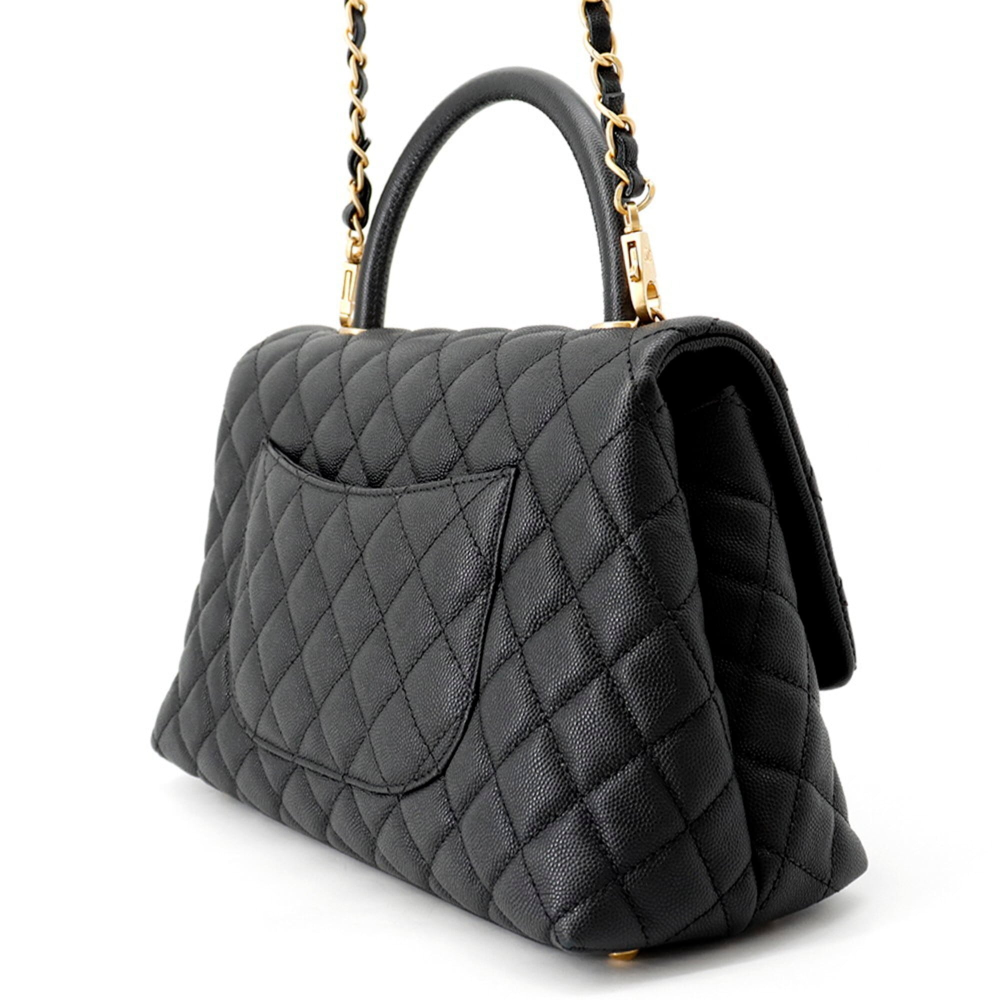 Chanel Black Grained Calfskin Handbag (Pre-Owned)