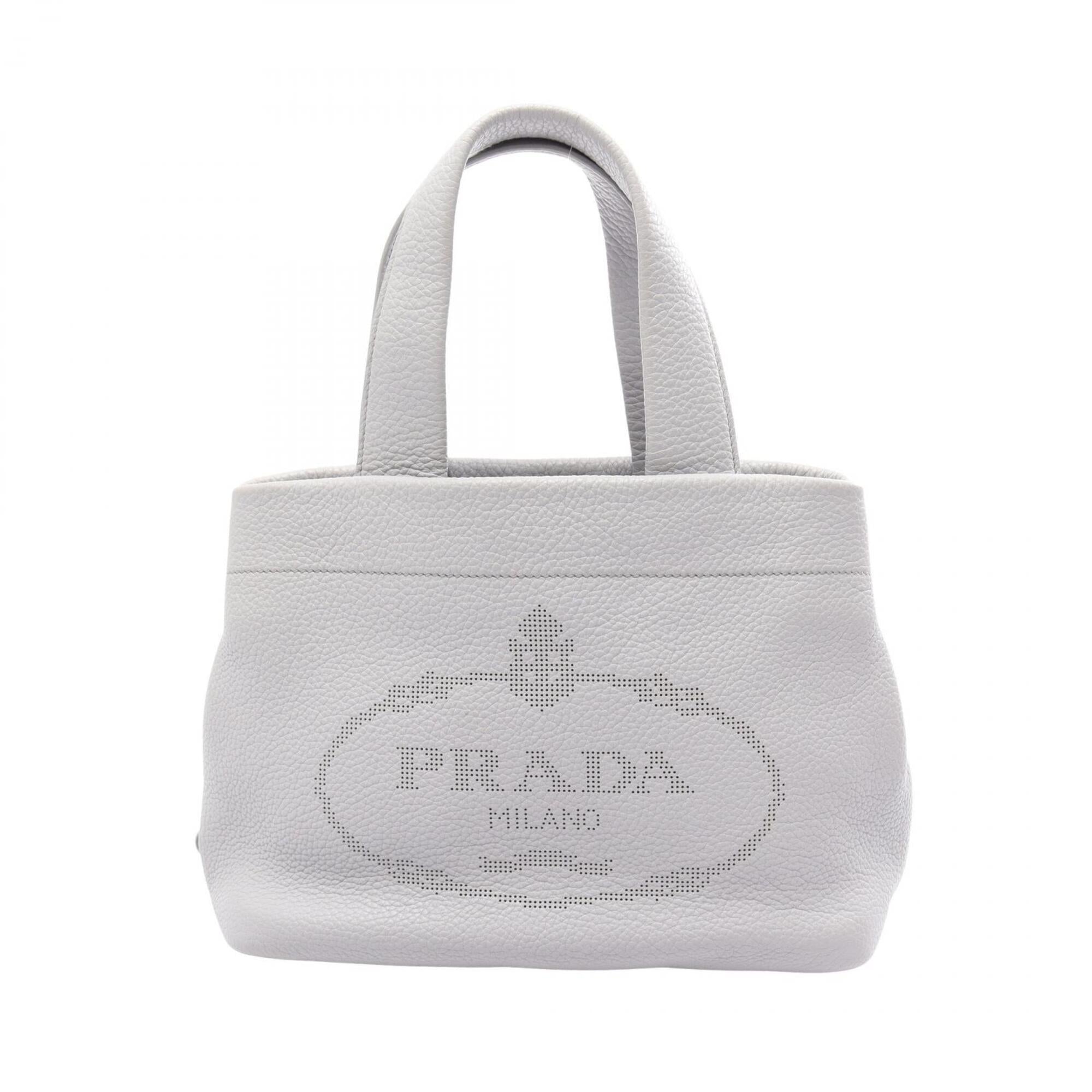 Prada Blue Leather Handbag Tote Bag (Pre-Owned)