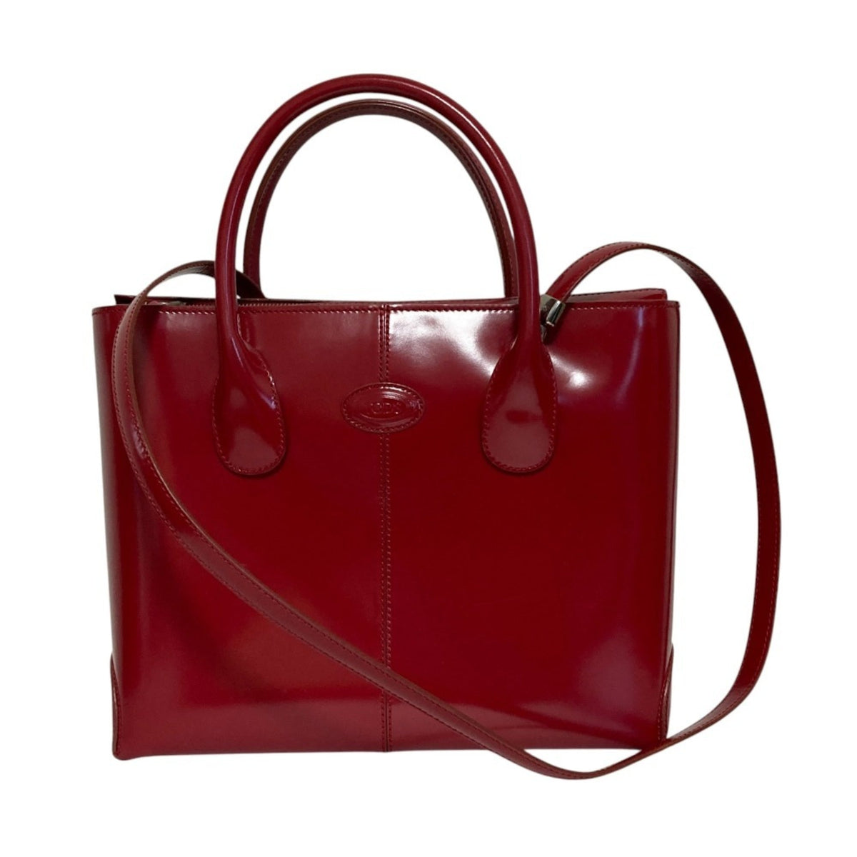 Tod's Red Color Leather Handbag Shoulder Bag (Pre-Owned)