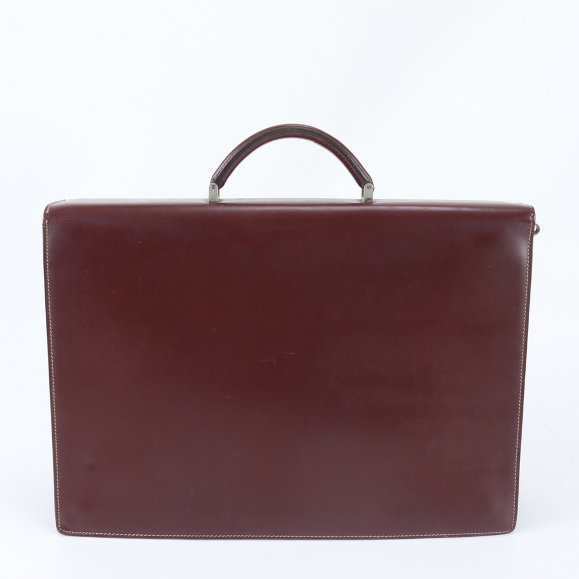Salvatore Ferragamo Red Color Wine Leather Briefcase Tote Bag (Pre-Owned)