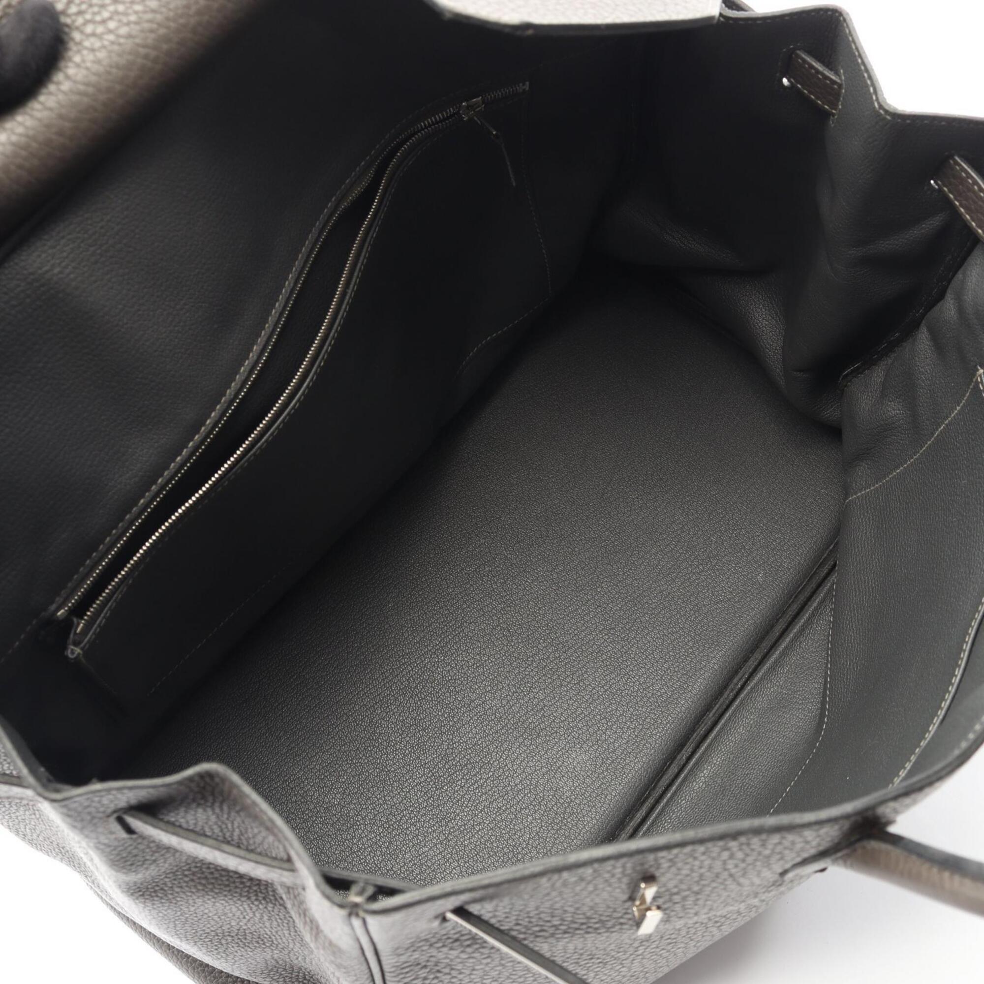 Hermes Gray Taurillon Clemence Leather Handbag (Pre-Owned)