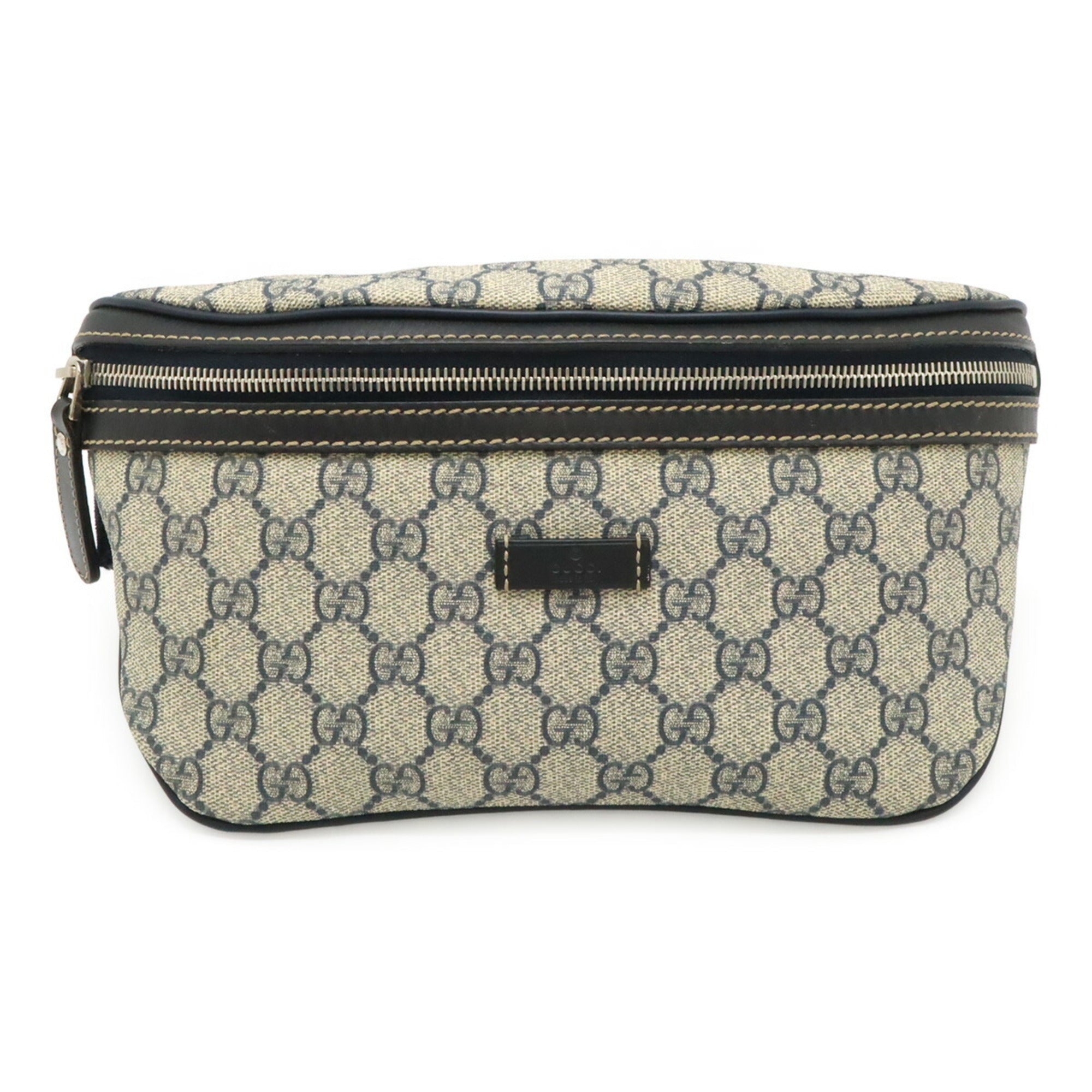 Gucci Gg Imprimé Navy Coated Canvas Pvc Leather Pouch Sling Bag (Pre-Owned)