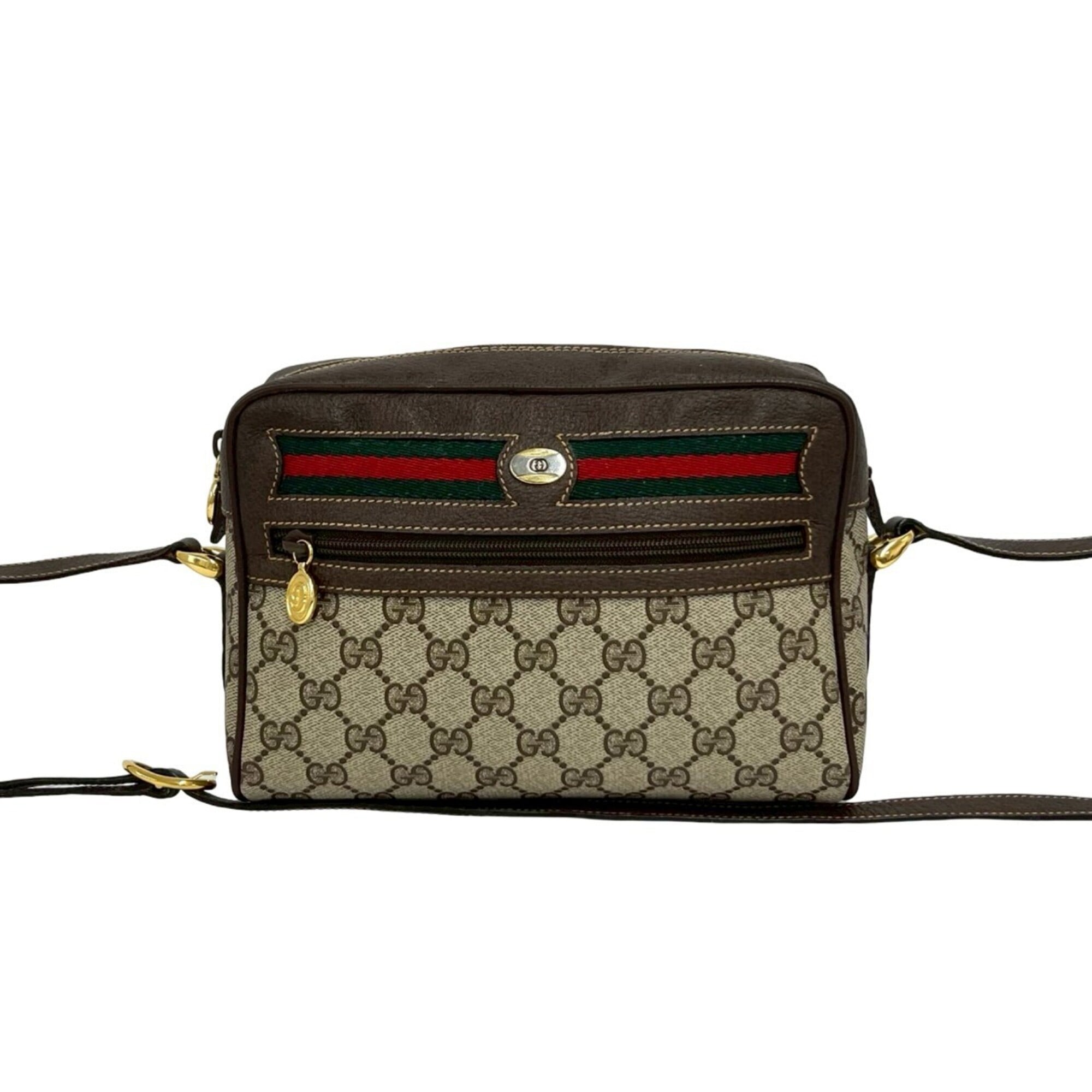 Gucci Brown Green Red Color Leather Pvc Pochette Shoulder Bag (Pre-Owned)