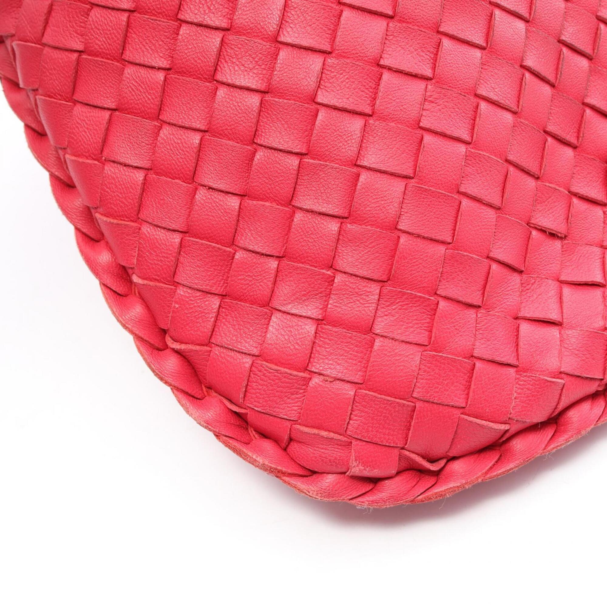 Bottega Veneta Pink Red Color Leather Handbag (Pre-Owned)