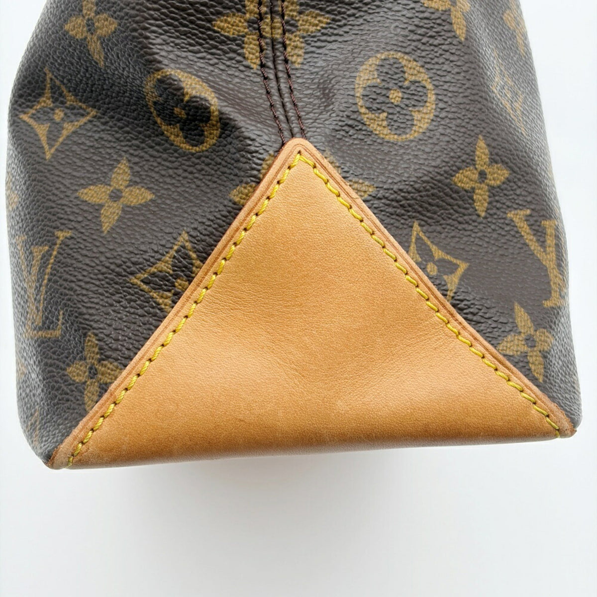 Louis Vuitton Brown Monogram Canvas Leather Shoulder Bag Tote Bag (Pre-Owned)