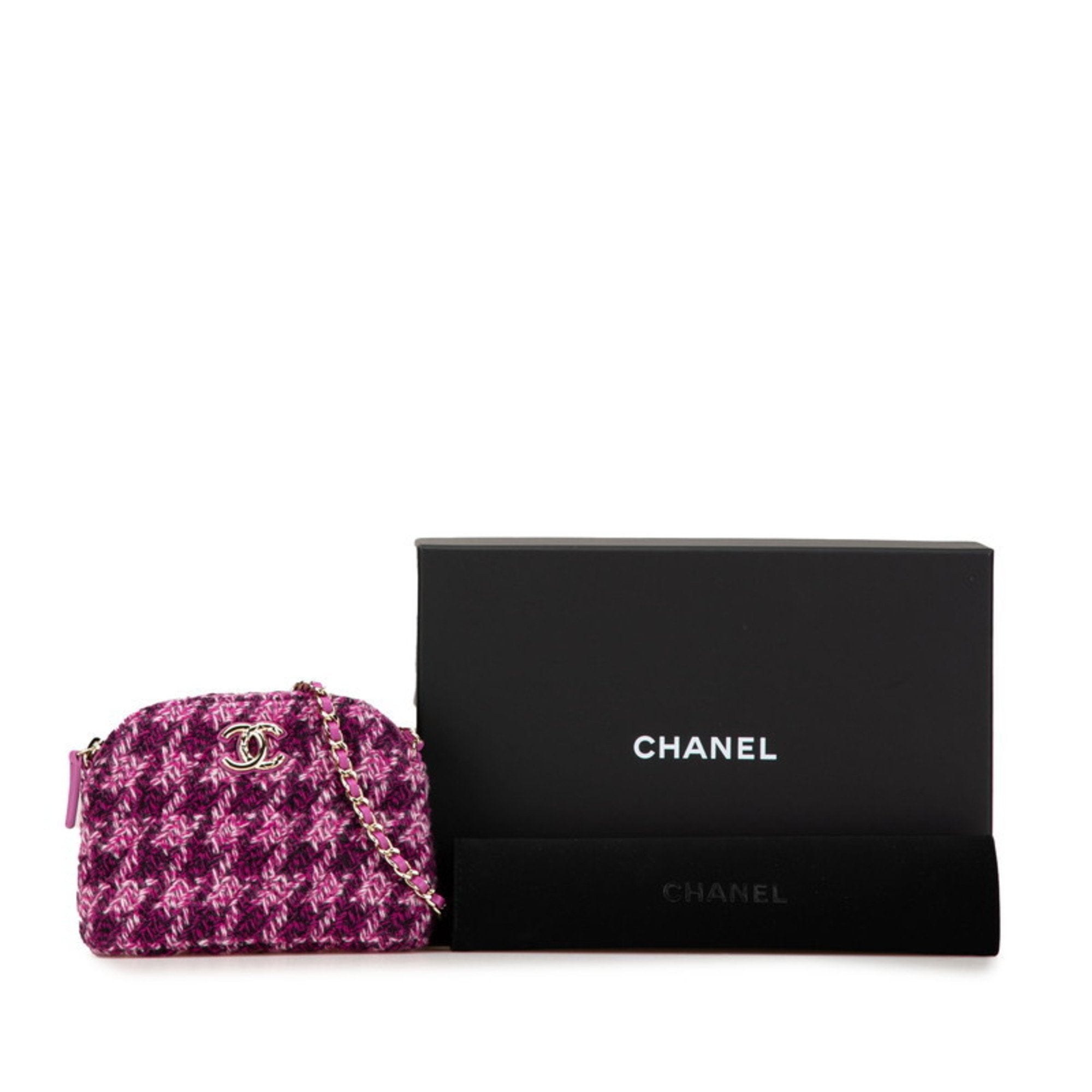 Chanel Multi-Color Purple Tweed Shoulder Bag (Pre-Owned)