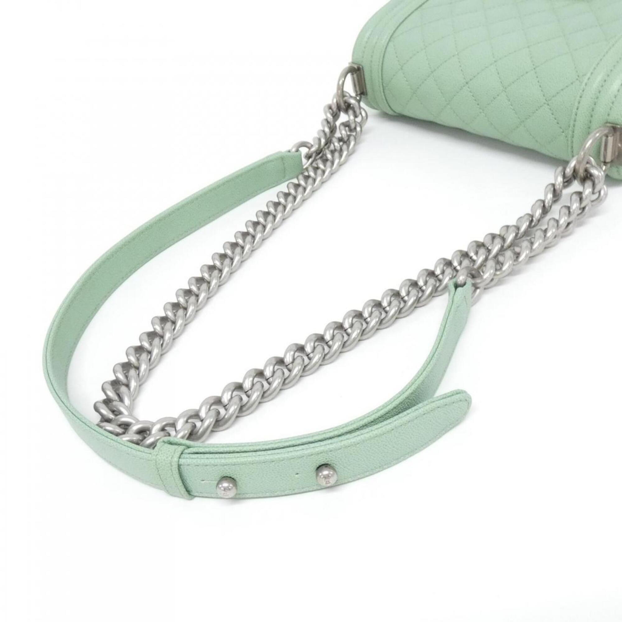 Chanel Green Grained Calfskin Shoulder Bag (Pre-Owned)