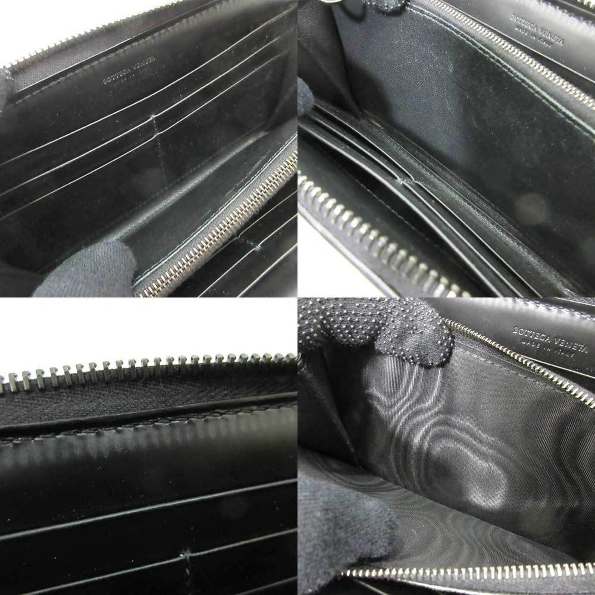 Bottega Veneta Intrecciato Black Leather Long Wallet (Bi-Fold) (Pre-Owned)