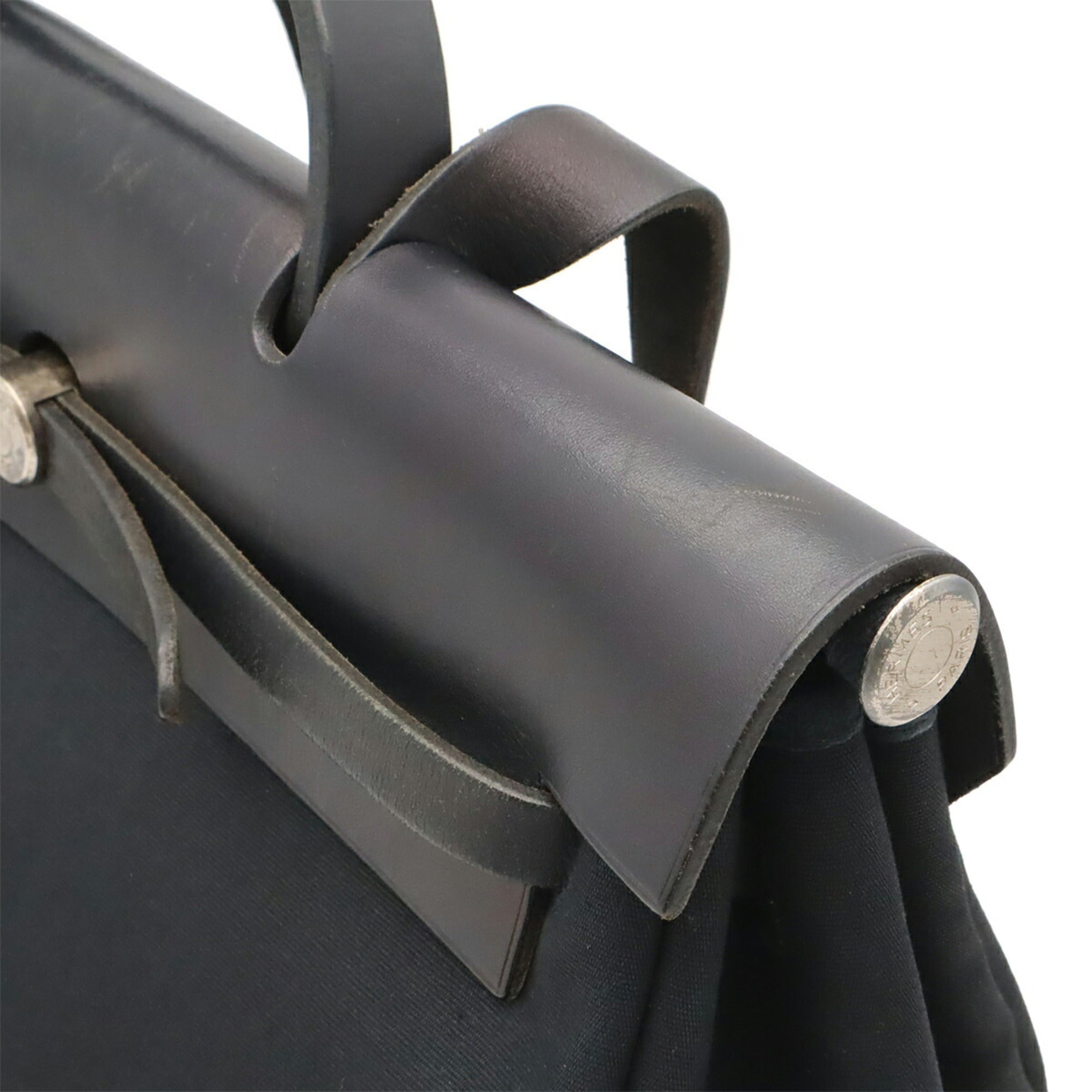 Hermes Black Toile Officier Handbag Shoulder Bag (Pre-Owned)