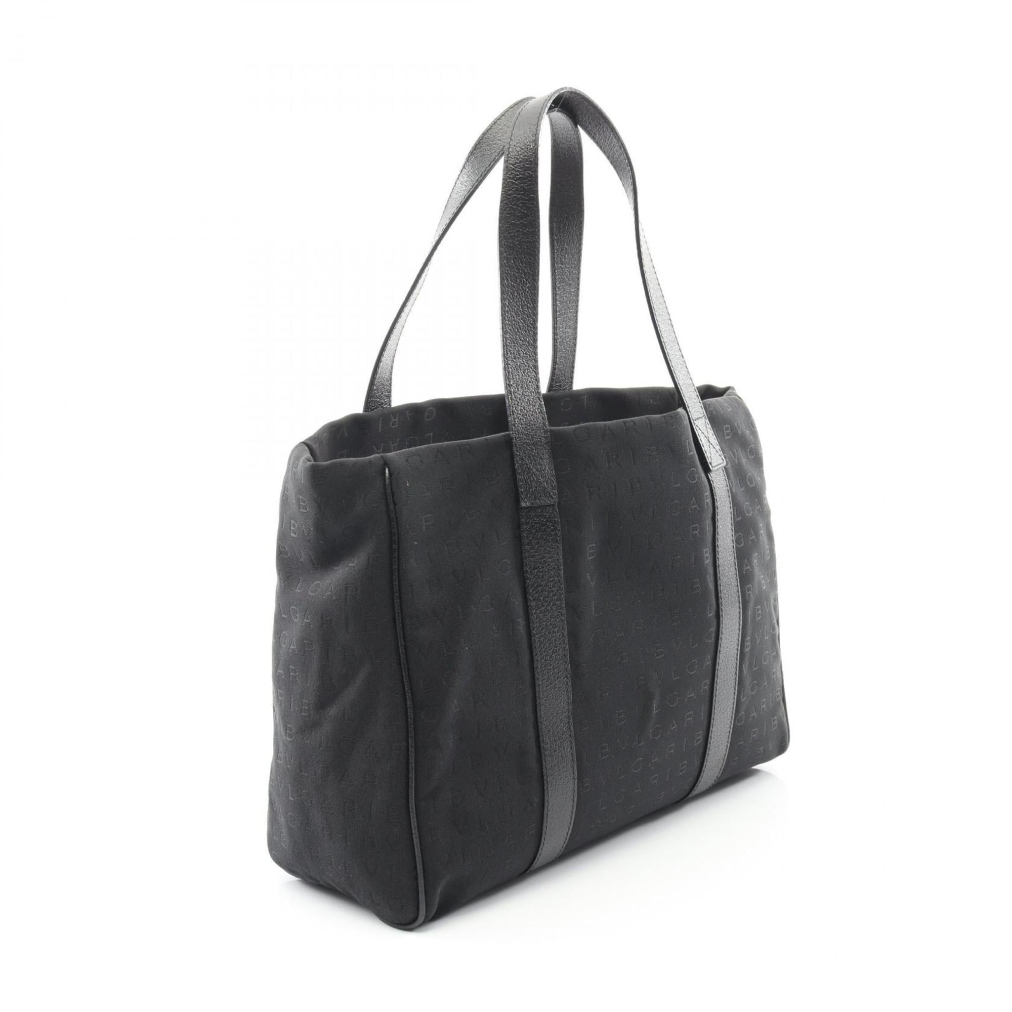 Bvlgari Black Canvas Leather Tote Bag (Pre-Owned)