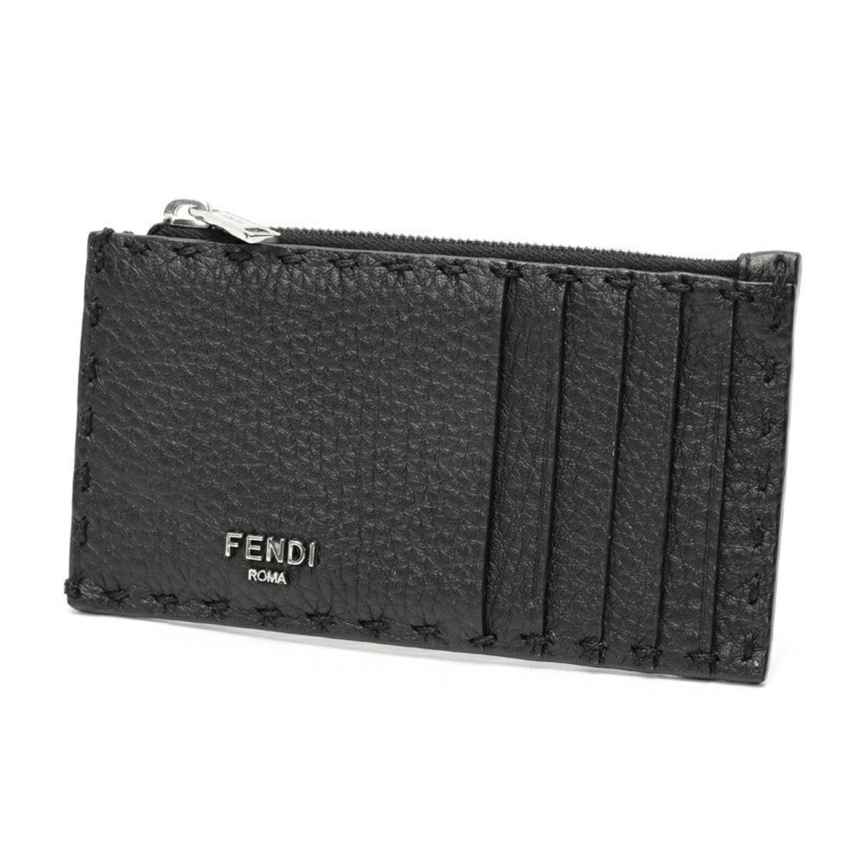 Fendi Selleria Black Leather Coin Purse/Coin Case (Pre-Owned)