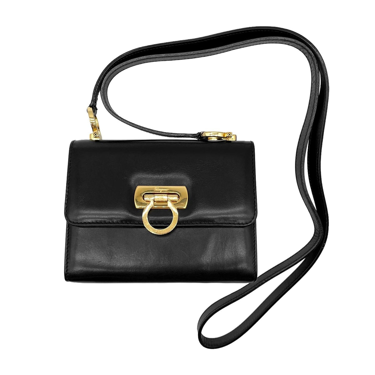 Salvatore Ferragamo Black Leather Shoulder Bag (Pre-Owned)
