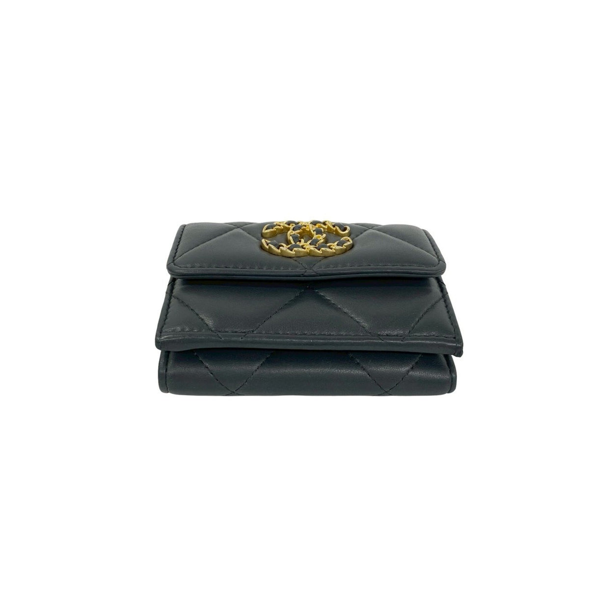 Chanel Gray Leather Wallet (Tri-Fold) (Pre-Owned)