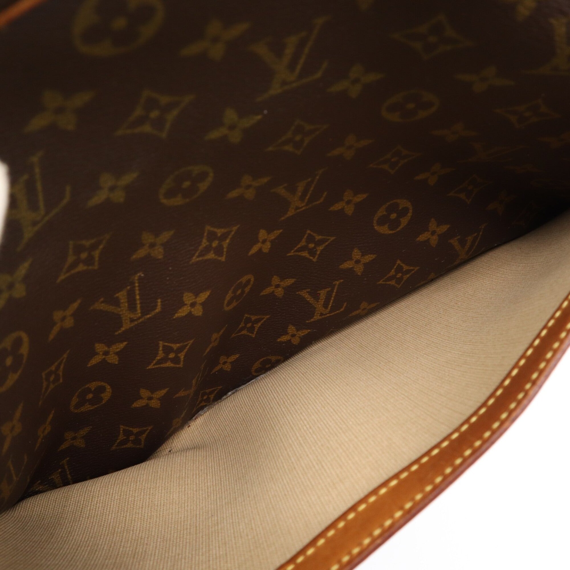 Louis Vuitton Beige Brown Monogram Coated Canvas Leather Shoulder Bag (Pre-Owned)