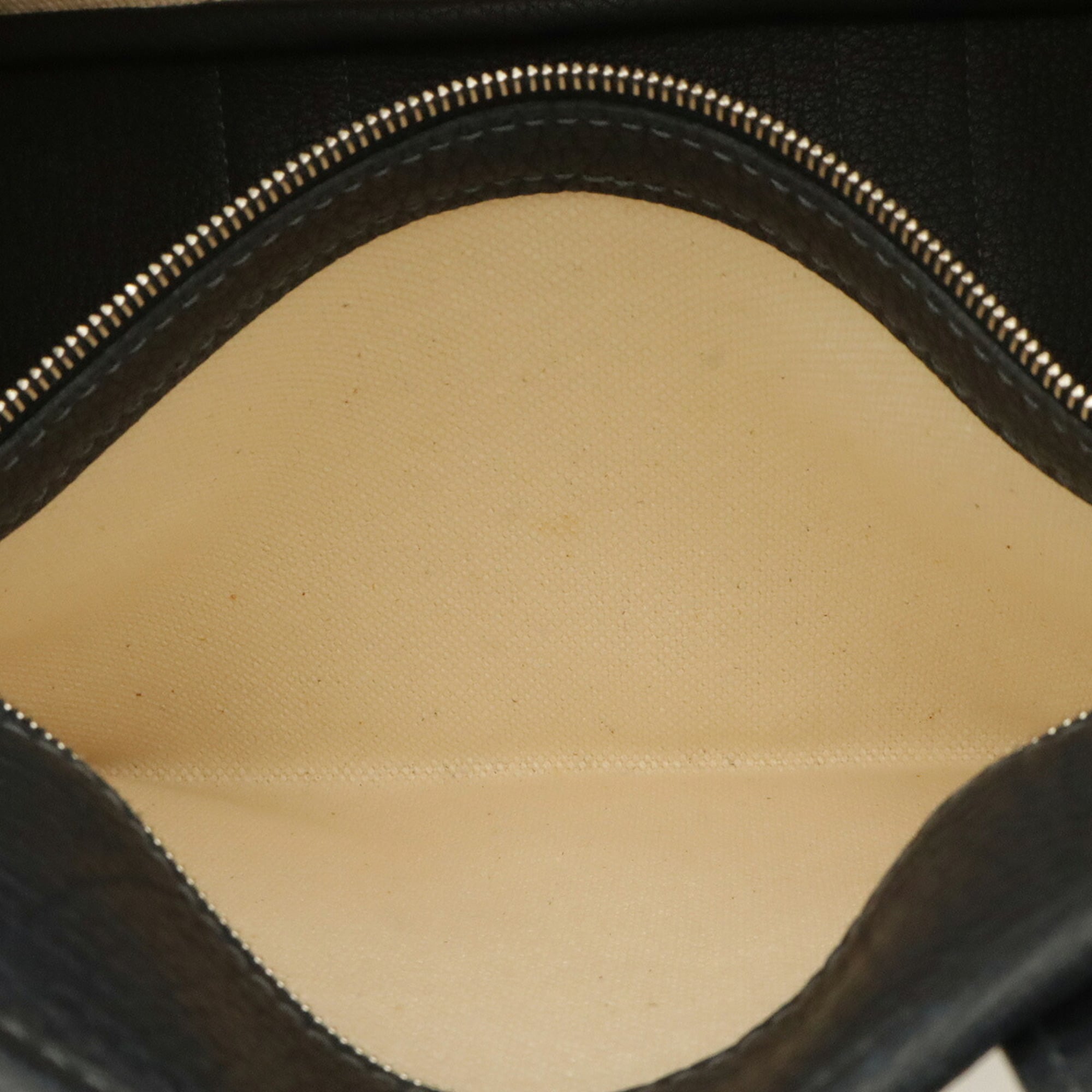 Hermes Natural Navy Canvas Leather Handbag Tote Bag (Pre-Owned)