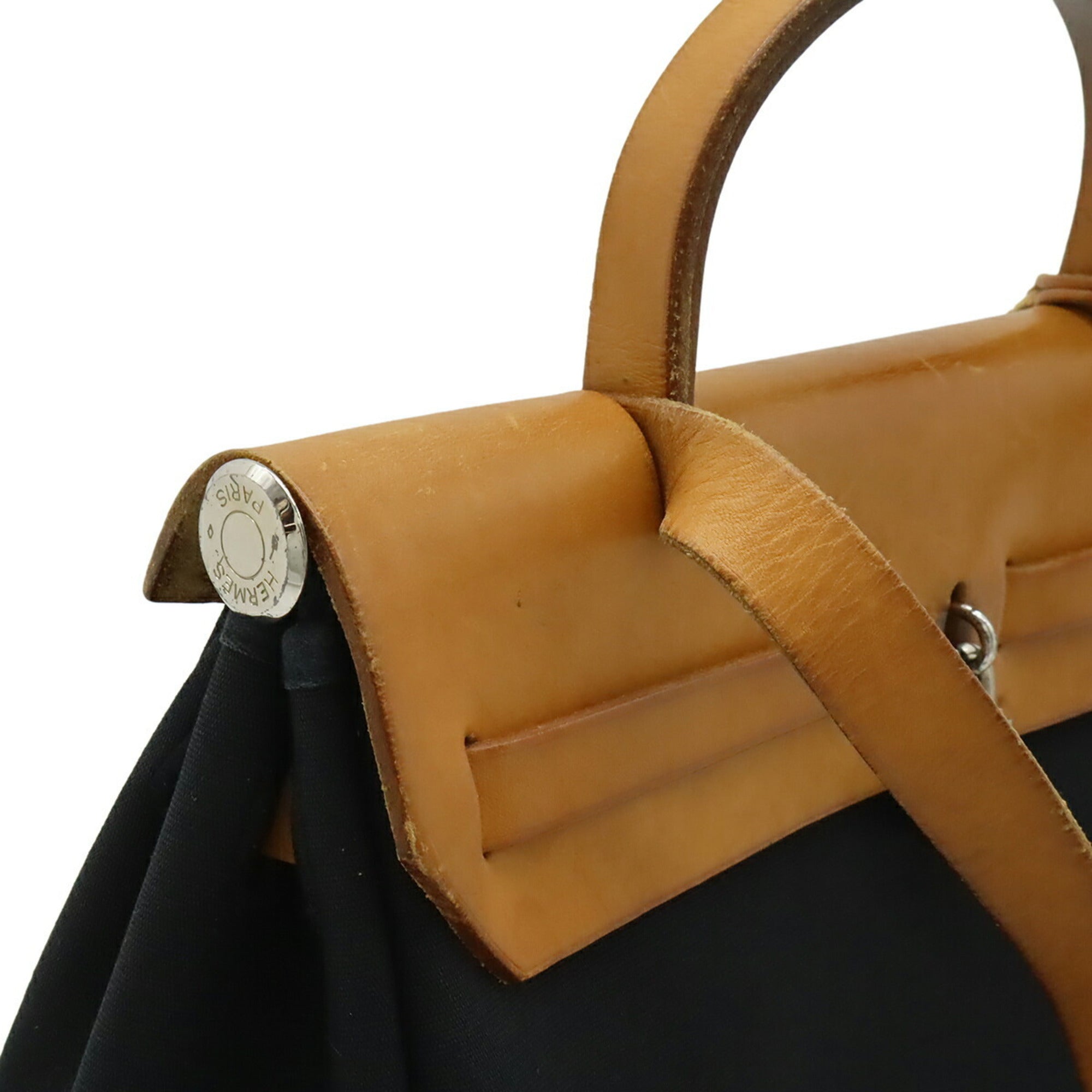 Hermes Beige Black Toile Officier Handbag Shoulder Bag (Pre-Owned)