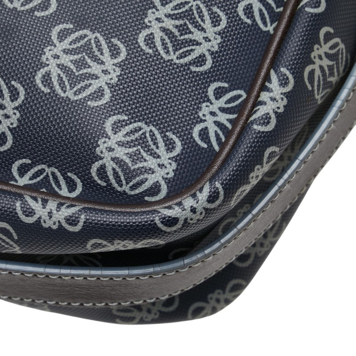 Loewe Gray Navy Pvc Leather Messenger Bag Shoulder Bag (Pre-Owned)