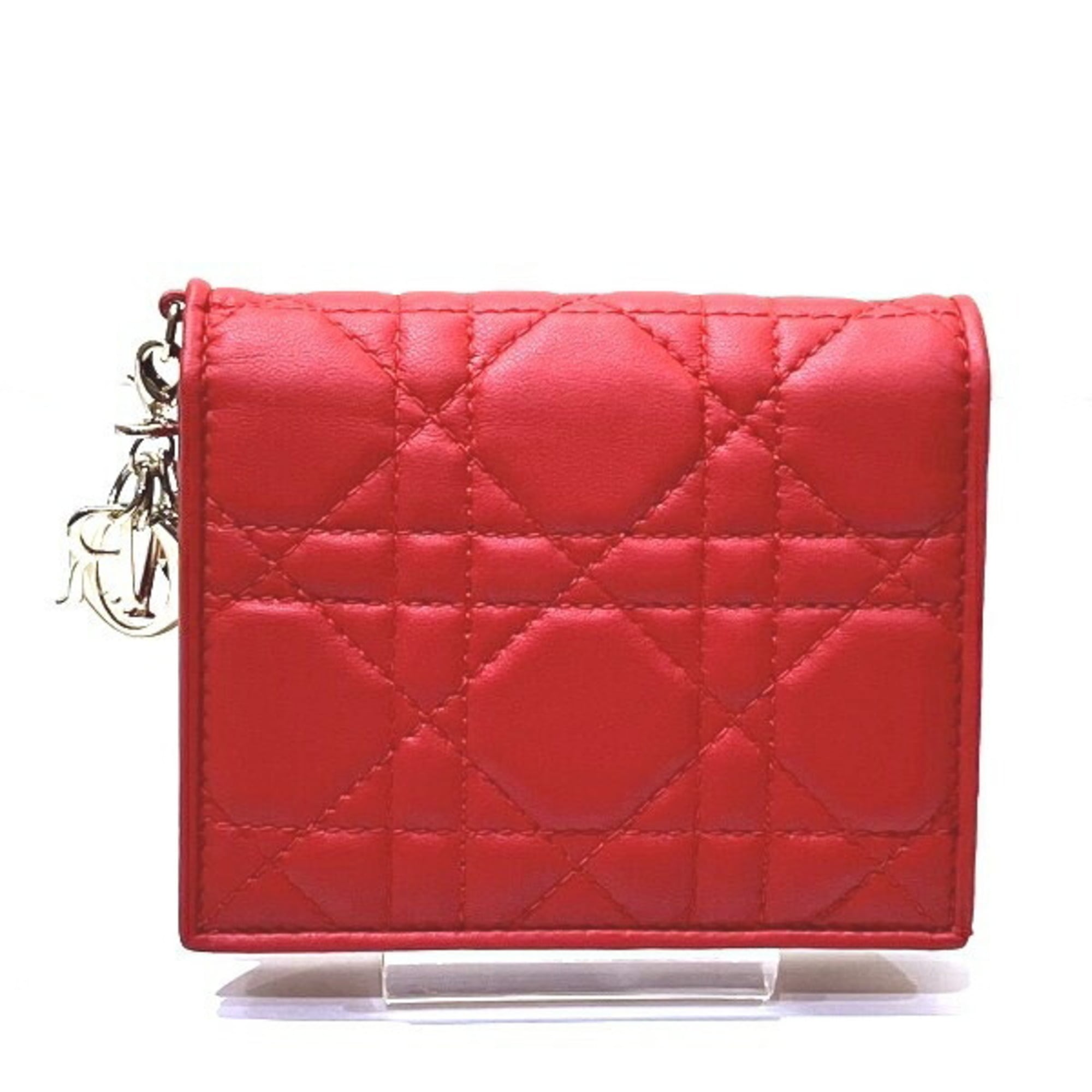 Christian Dior Red Color Leather Wallet (Bi-Fold) (Pre-Owned)