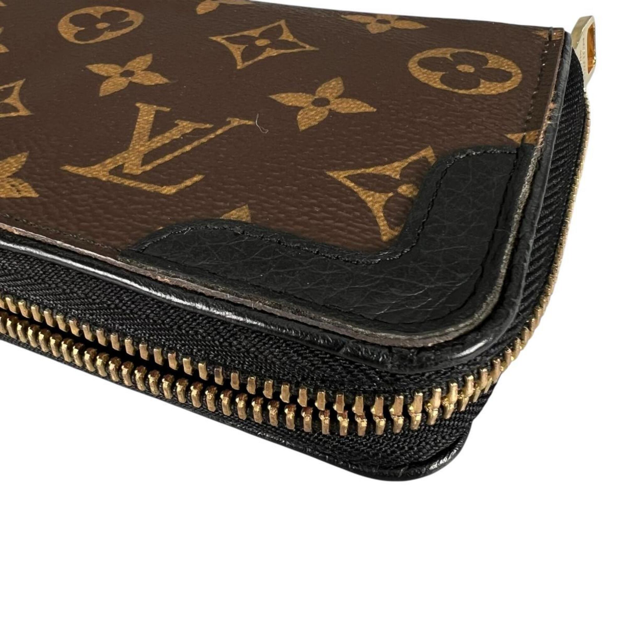 Louis Vuitton Black Brown Noir Monogram Canvas Long Wallet (Bi-Fold) (Pre-Owned)