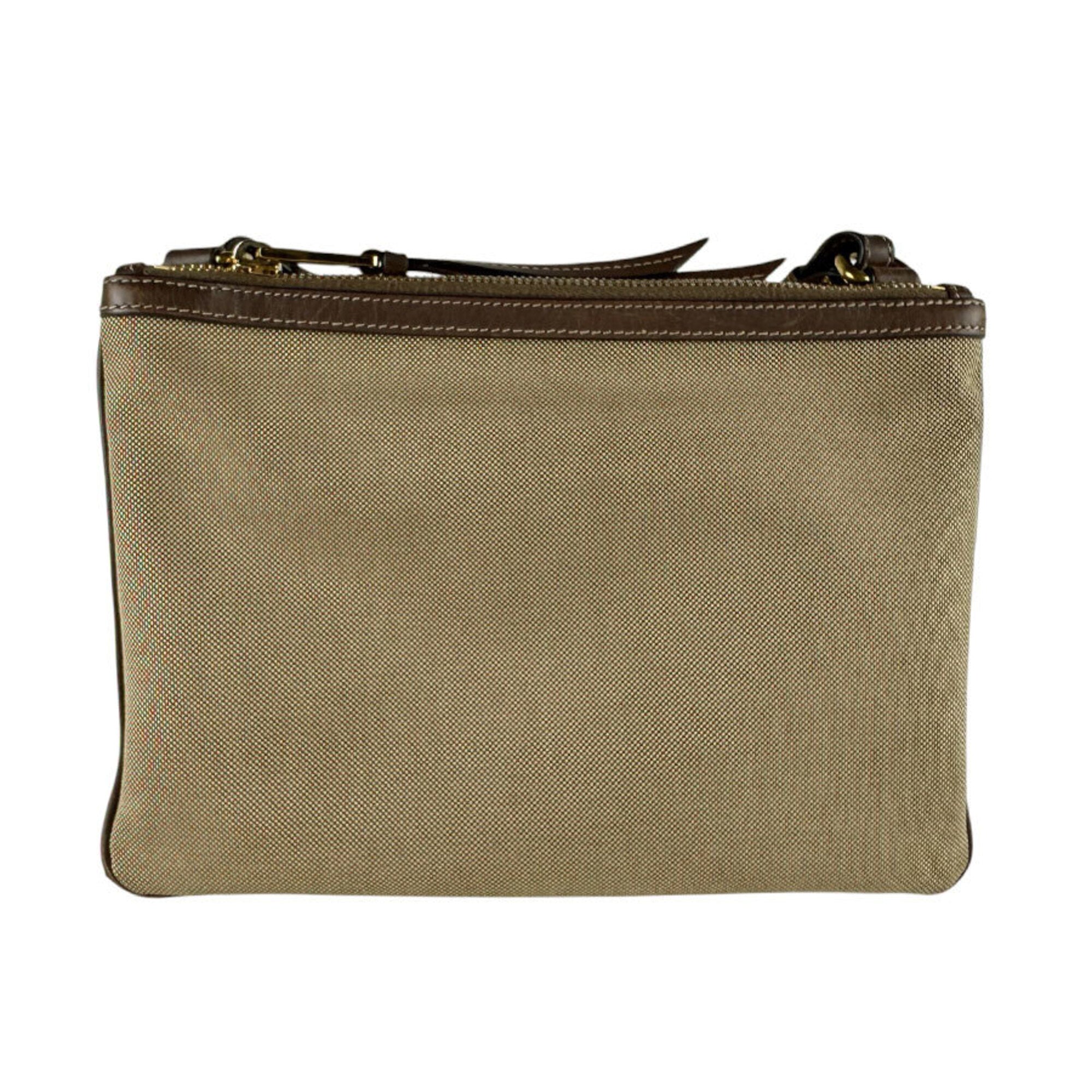 Prada Brown Canvas Leather Shoulder Bag (Pre-Owned)