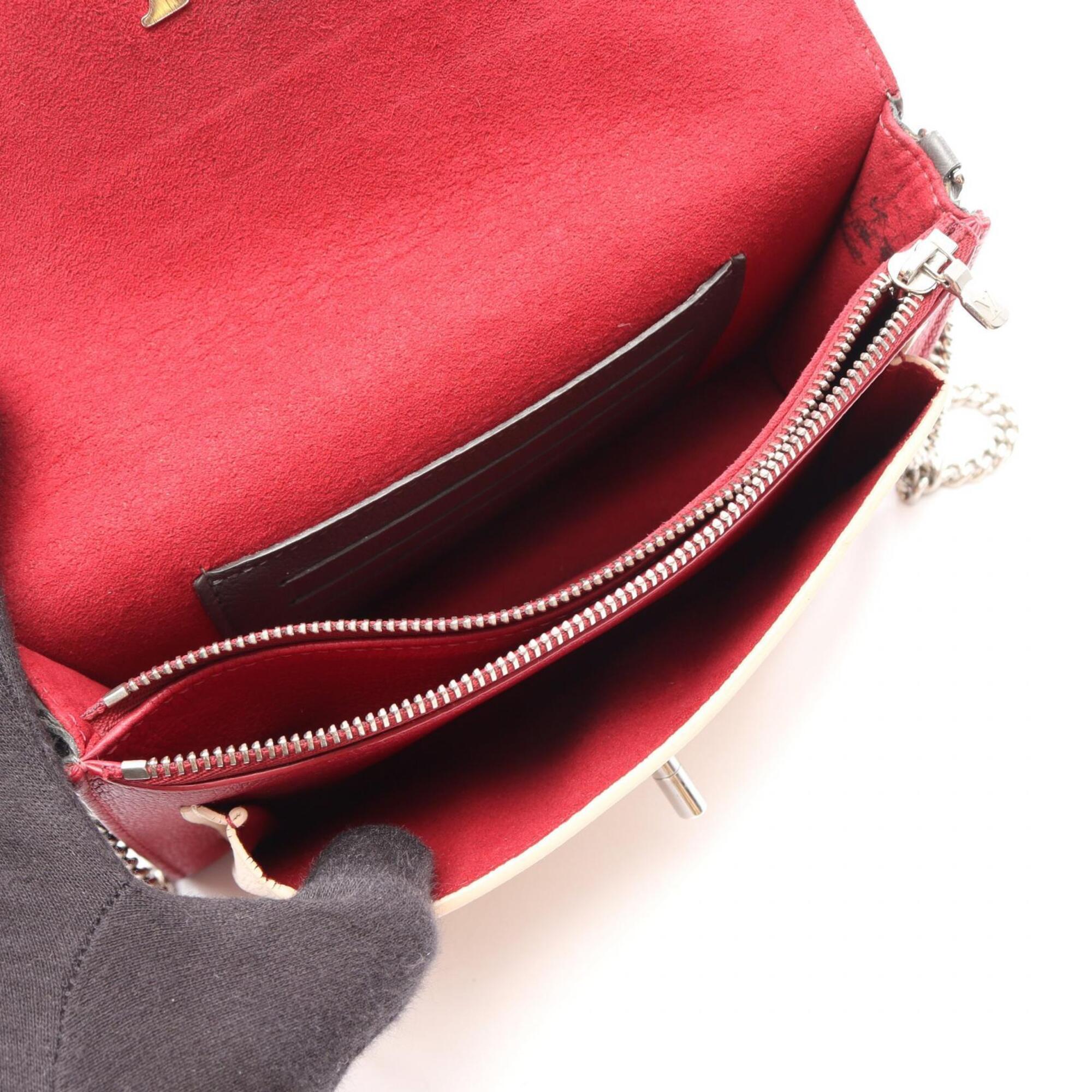Louis Vuitton Beige Bordeaux Gray Leather Handbag Pochette Shoulder Bag (Pre-Owned)