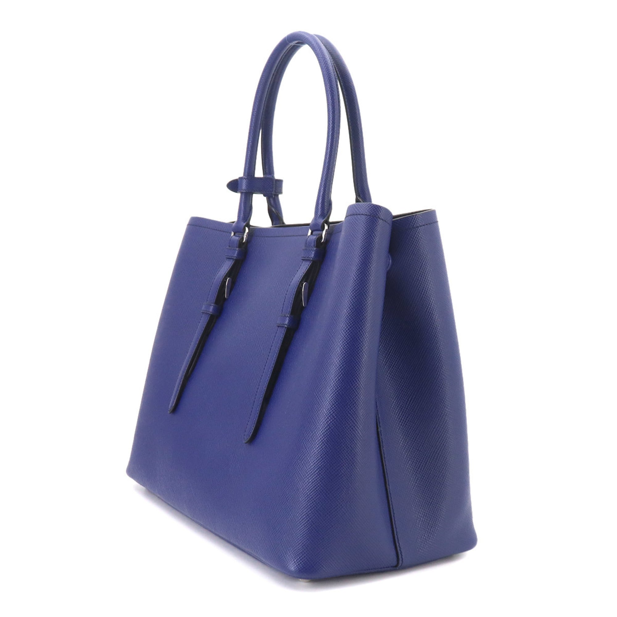 Prada Blue Saffiano Triangle Handbag Tote Bag (Pre-Owned)
