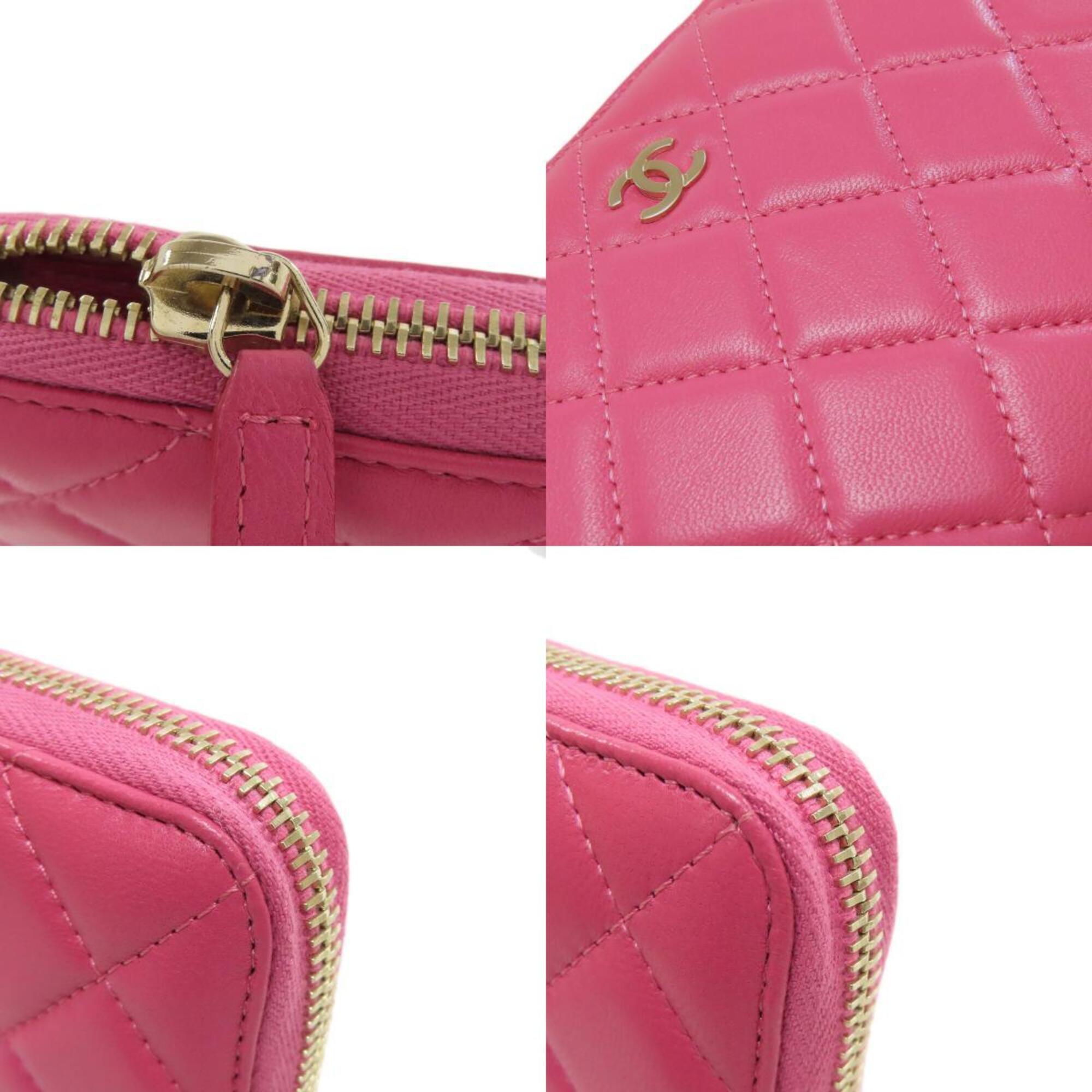 Chanel Pink Leather Long Wallet (Bi-Fold) (Pre-Owned)