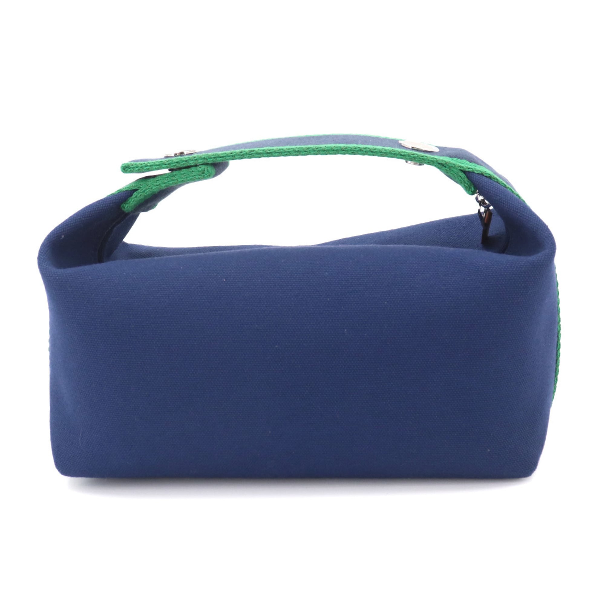 Hermes Black Blue Marine Green Toile H Handbag Pouch (Pre-Owned)