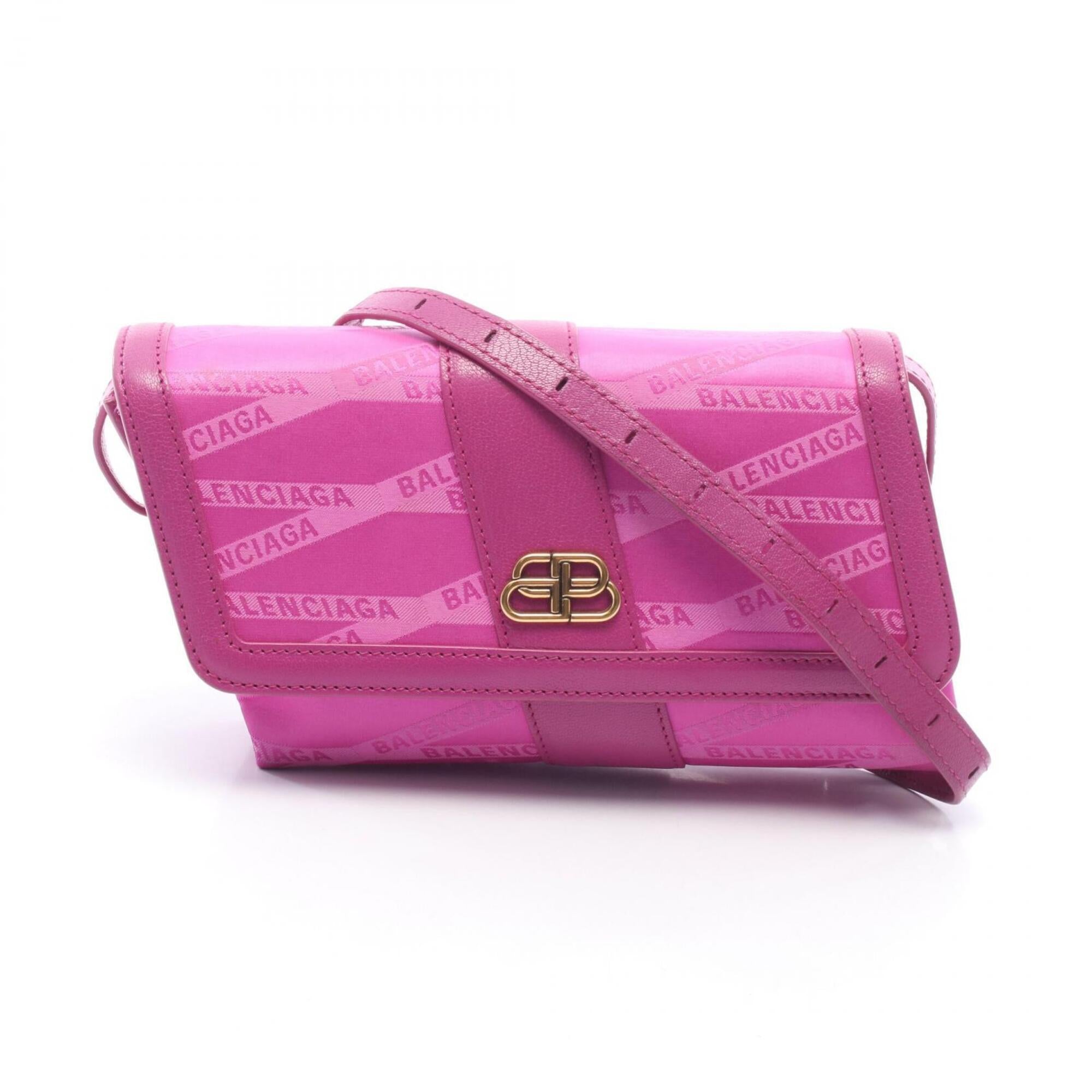 Balenciaga Pink Leather Canvas Handbag Shoulder Bag (Pre-Owned)