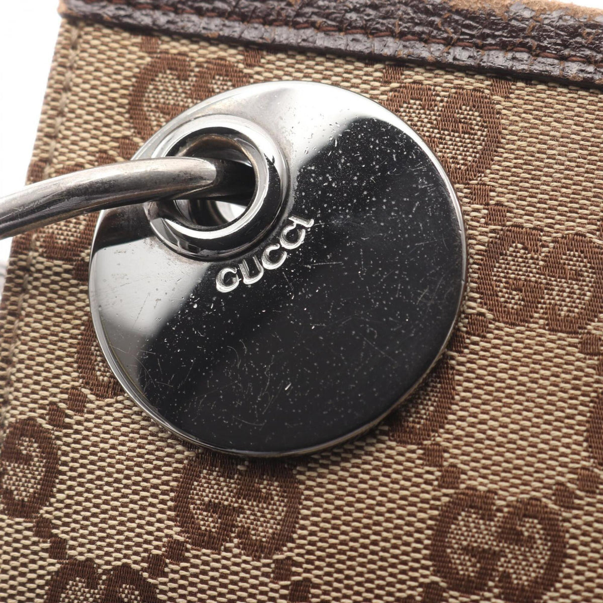 Gucci Beige Brown Canvas Leather Handbag Shoulder Bag (Pre-Owned)