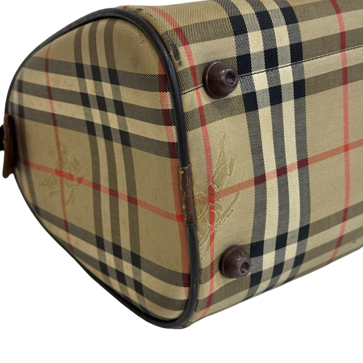 Burberry Brown Canvas Boston Bag Handbag (Pre-Owned)