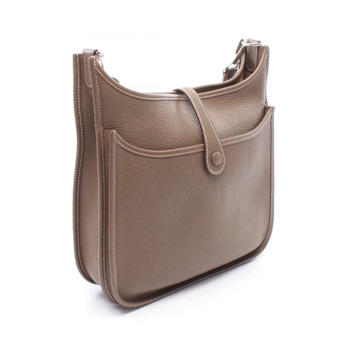 Hermes Etoupe Gray Gray Taurillon Clemence Leather Handbag Shoulder Bag (Pre-Owned)
