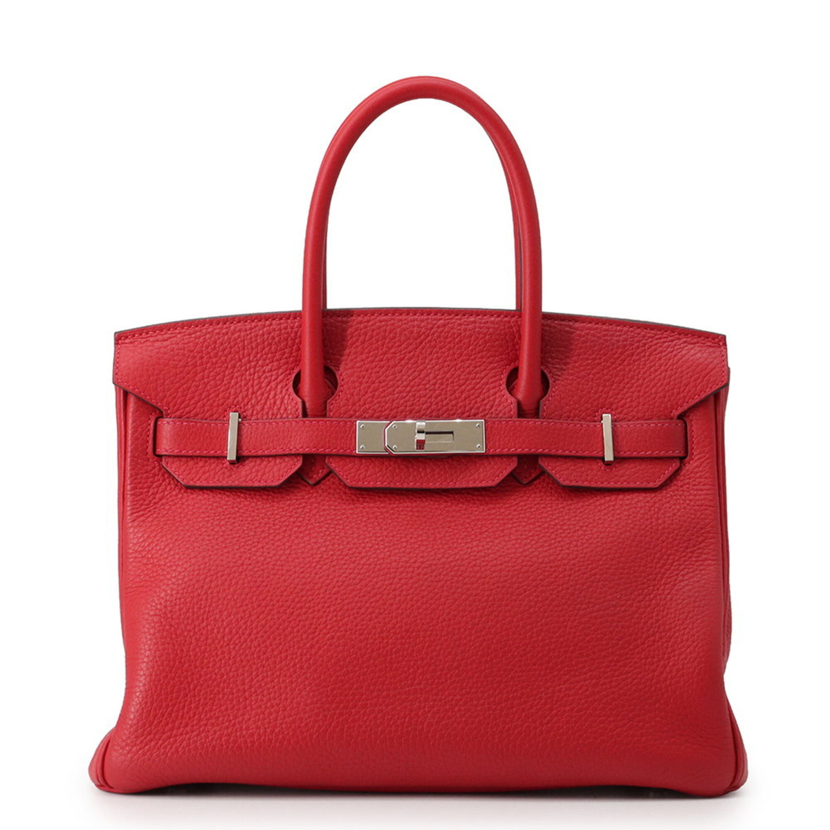 Hermes Rouge Casaque Taurillon Clemence Leather Handbag (Pre-Owned)
