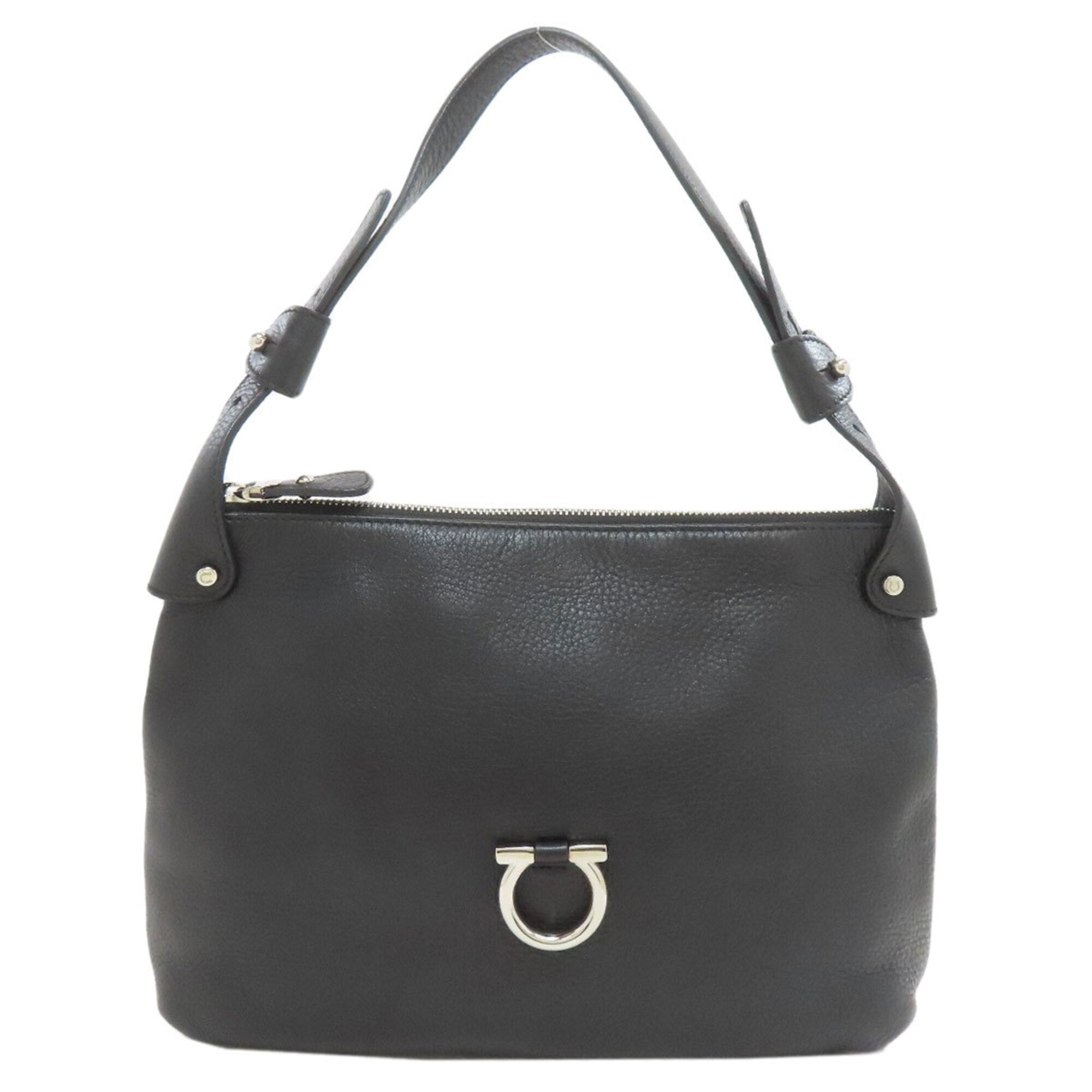 Salvatore Ferragamo Black Leather Shoulder Bag (Pre-Owned)