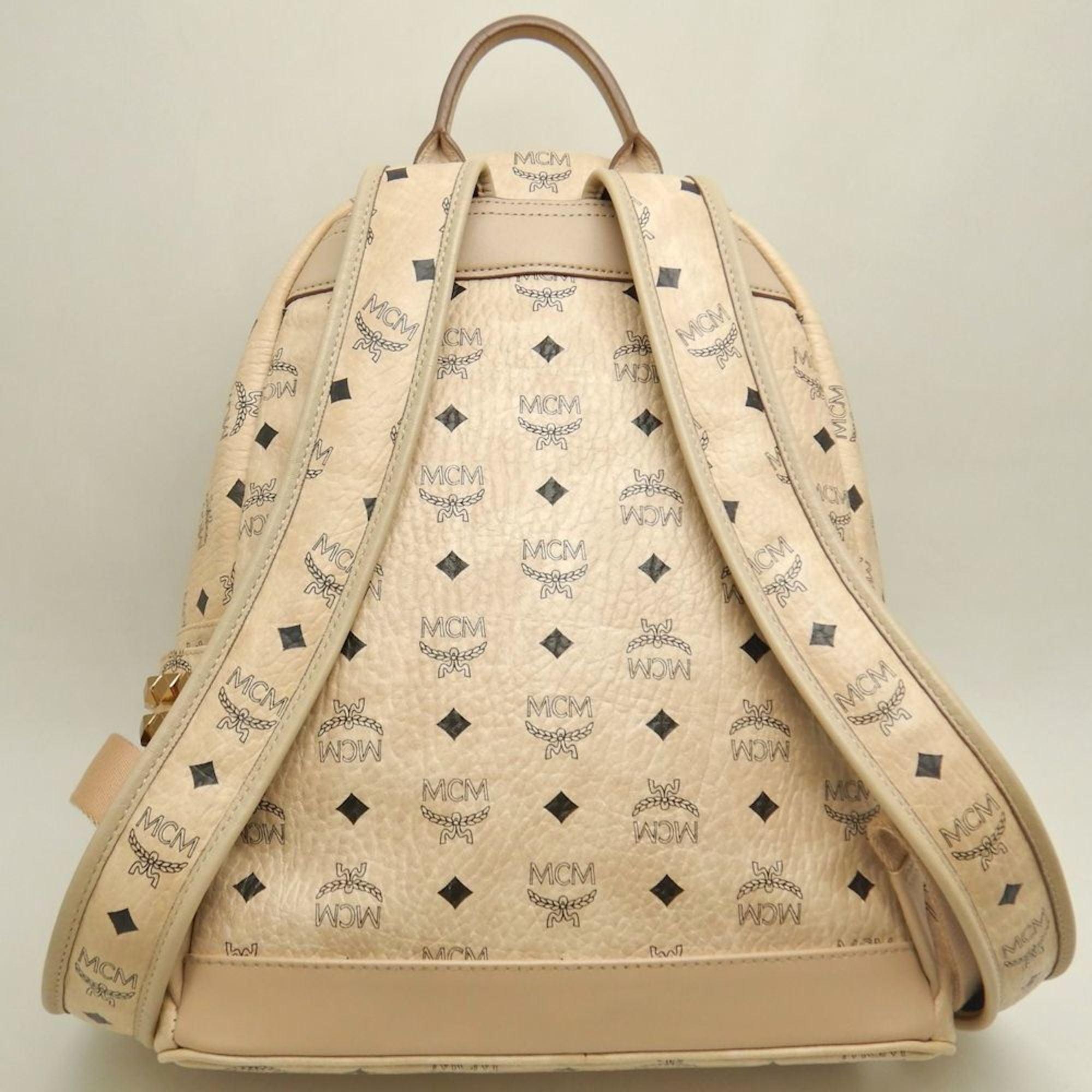 Mcm Visetos Beige Leather Backpack (Pre-Owned)