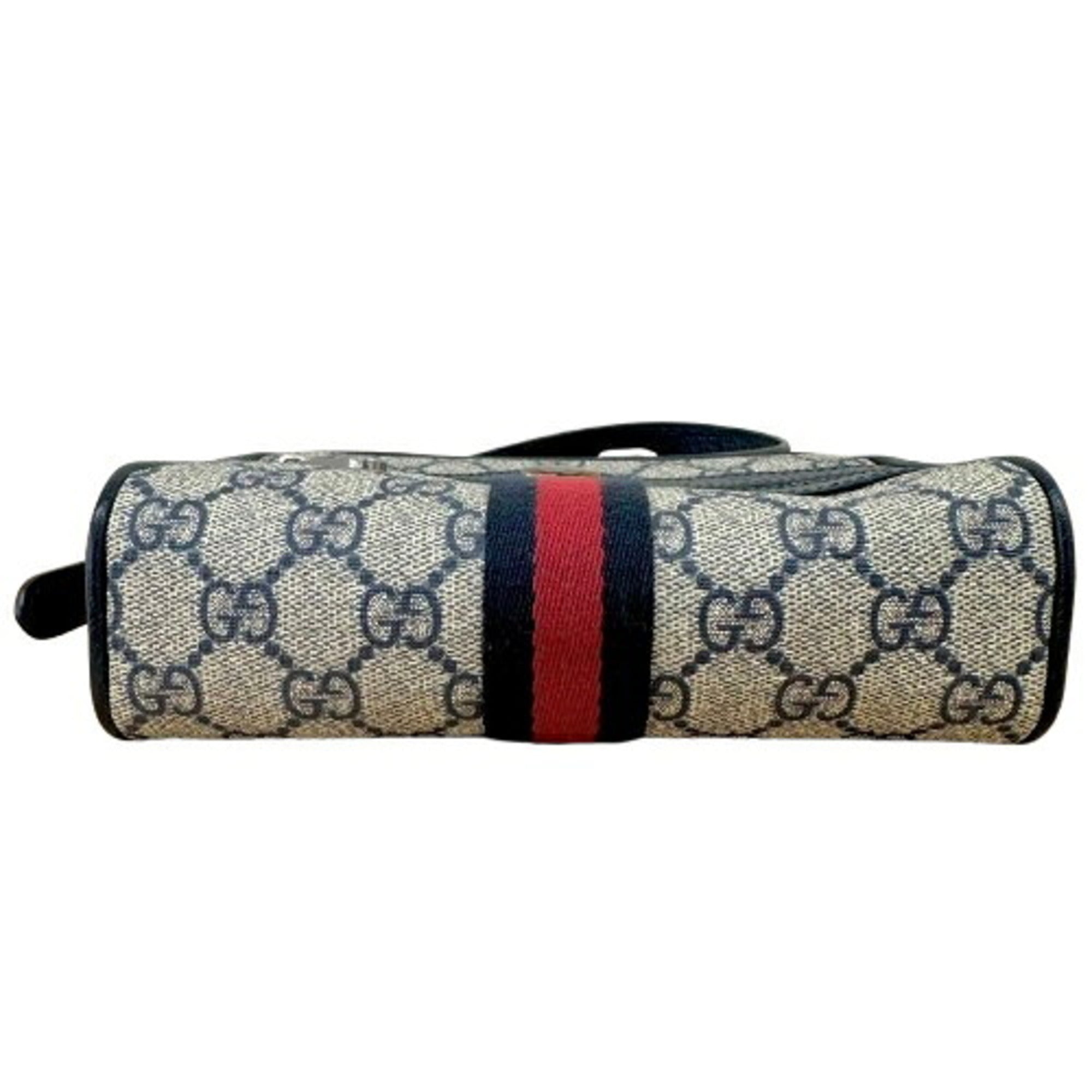 Gucci Beige Navy Gg Supreme Shoulder Bag (Pre-Owned)