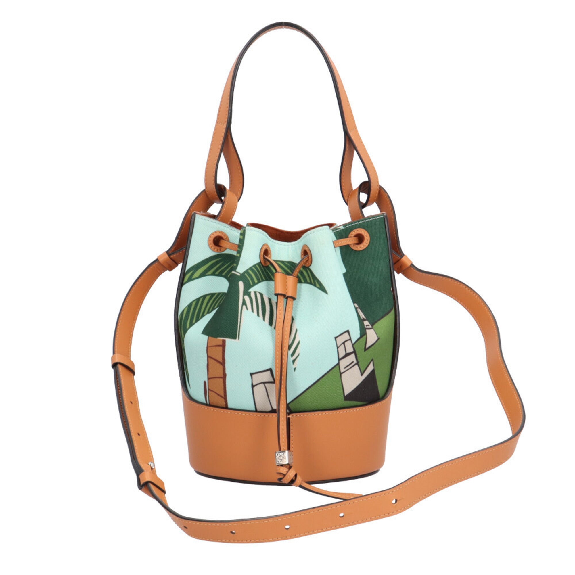 Loewe Blue Brown Canvas Leather Shoulder Bag (Pre-Owned)
